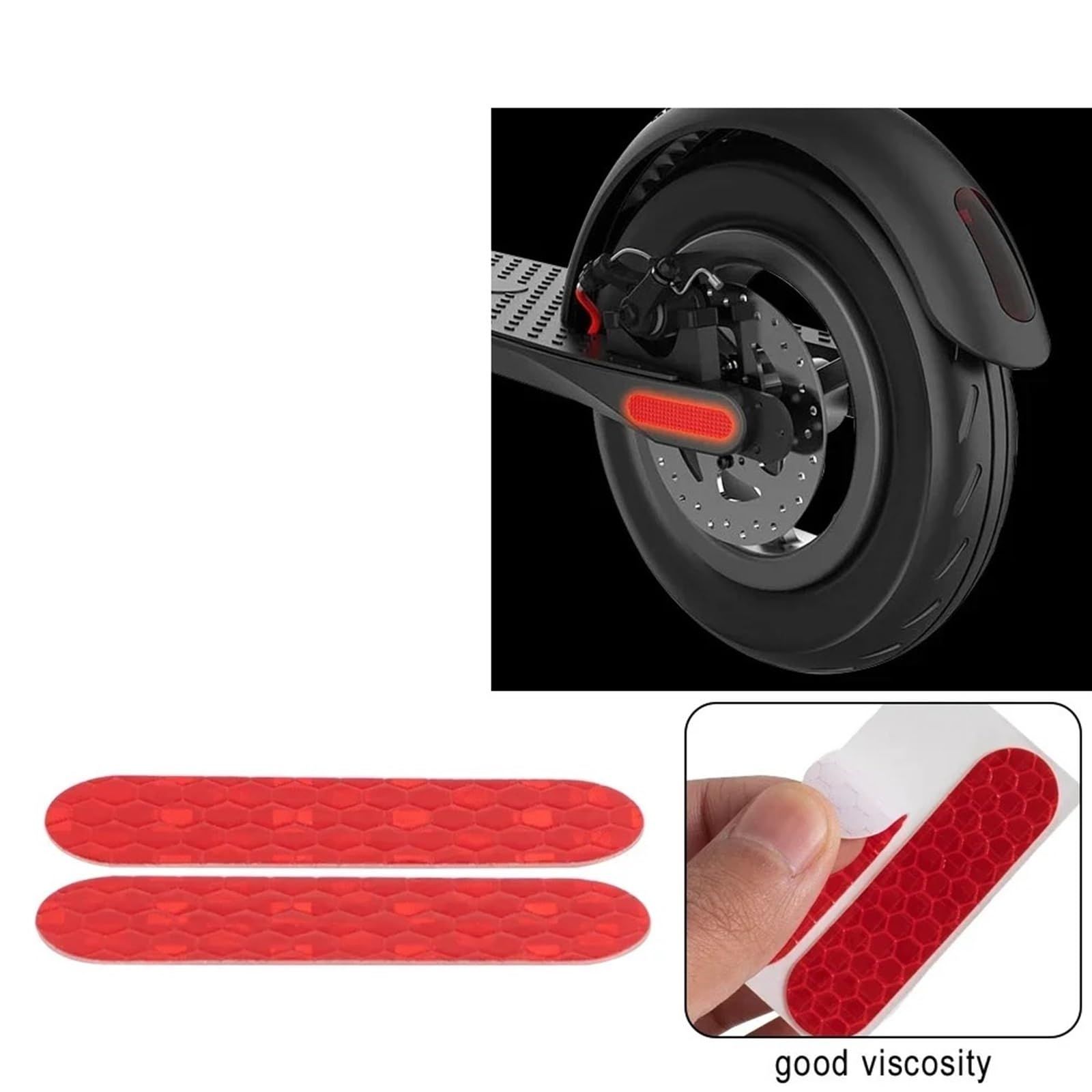 4ps rear wheel cover reflective sticker compatible with electric scooter red sticker left/right accessory reflective sticker โ image 4