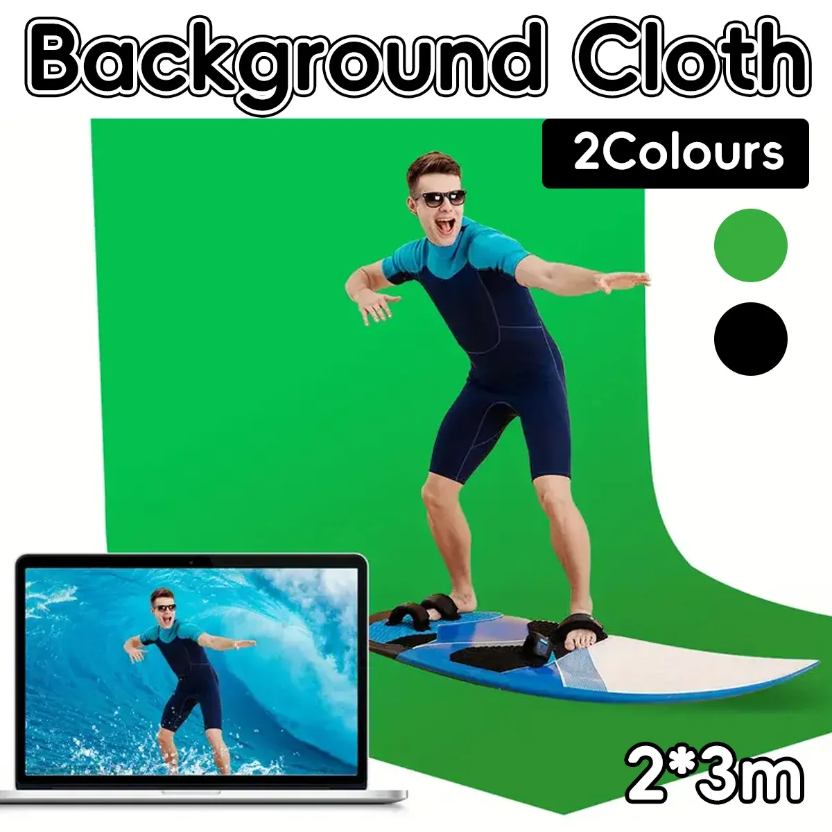 Professional Photography Background Cloth Wrinkle Resistant Durable Green/Black - Green — image 2