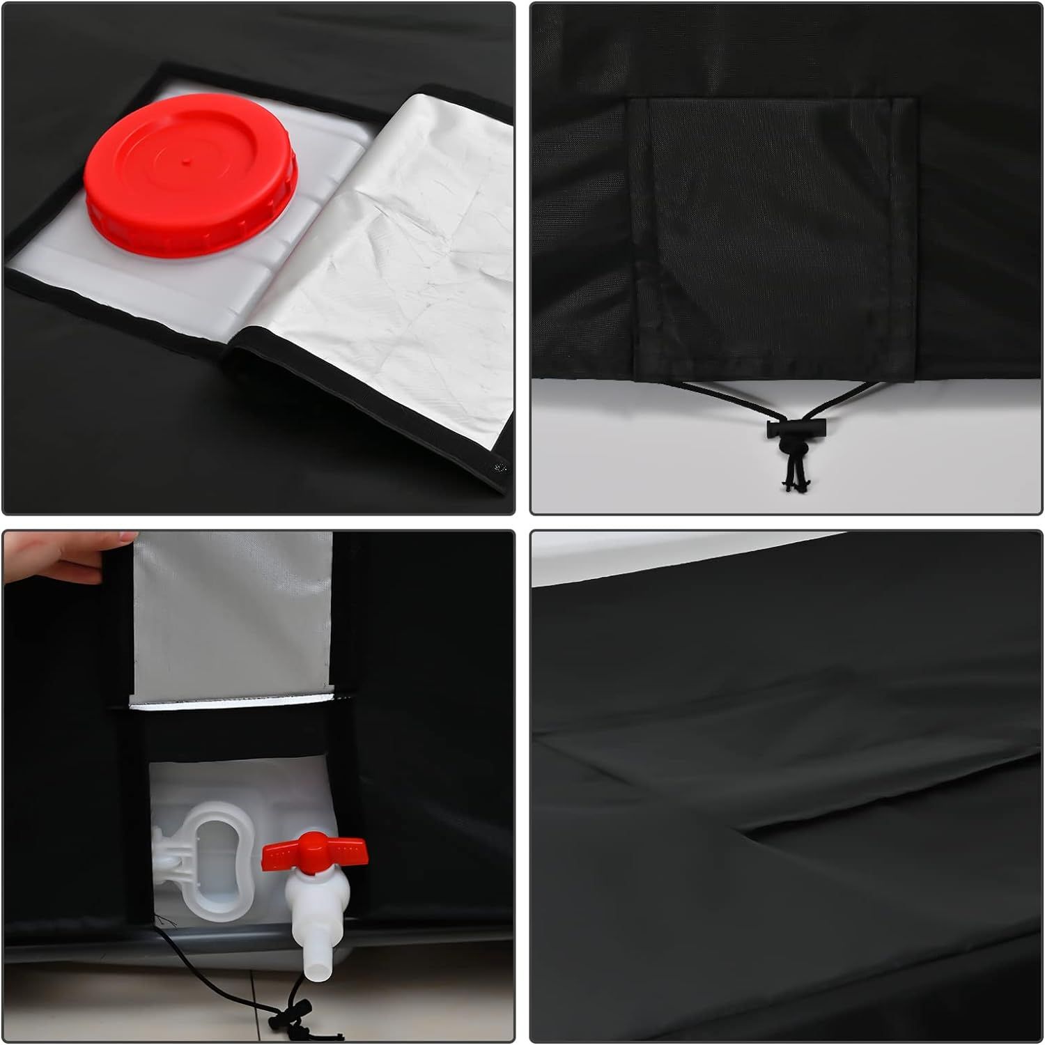 Container Aluminum Cover Rain Water Tank Oxford Cloth Sunshade Water Proof Protective Hood 1000 L Garden Water Tank Black โ image 4