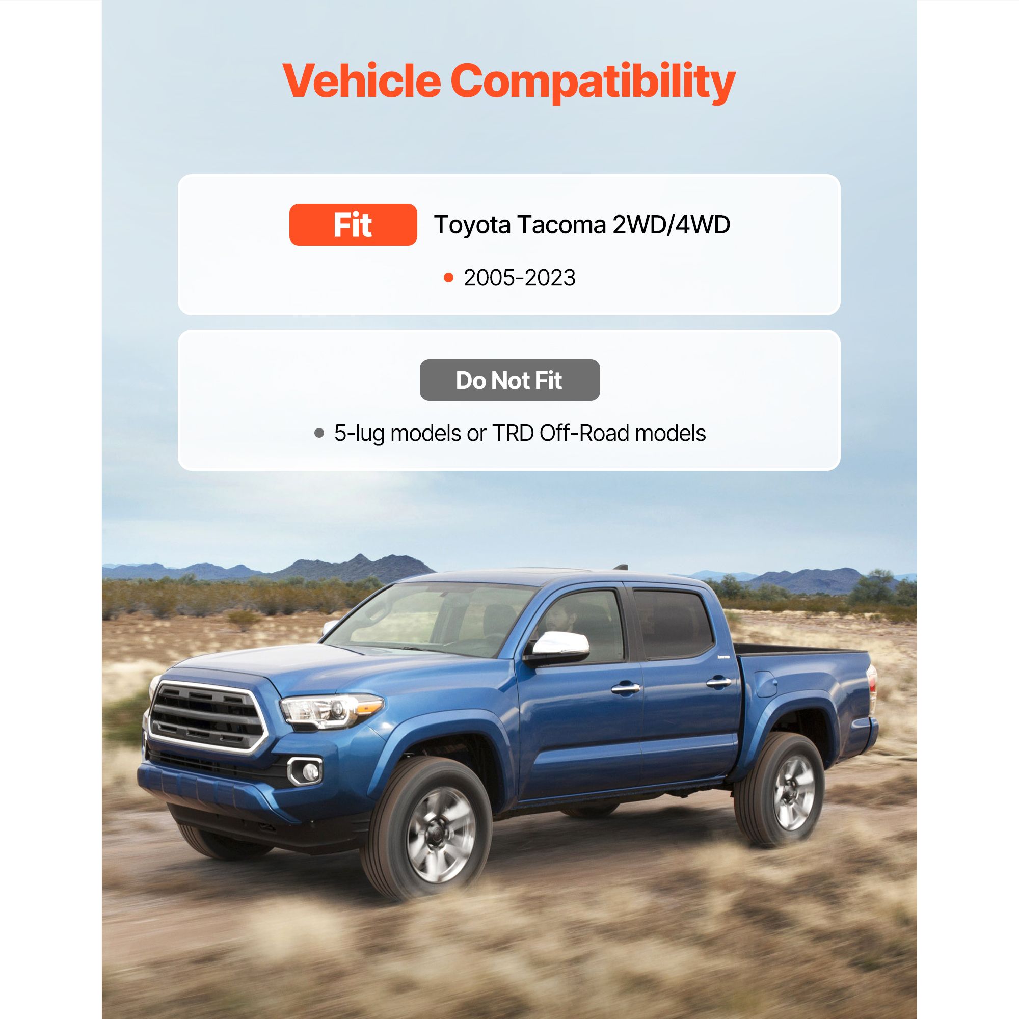 76.2 mm Front and 50.8 mm Rear Leveling Lift Kit for 2005-2021 2022 2023 Toyota Tacoma 2WD/4WD, Chassis Level Kit with 2 Front Strut Spacers, 2 Rear Lift — image 3