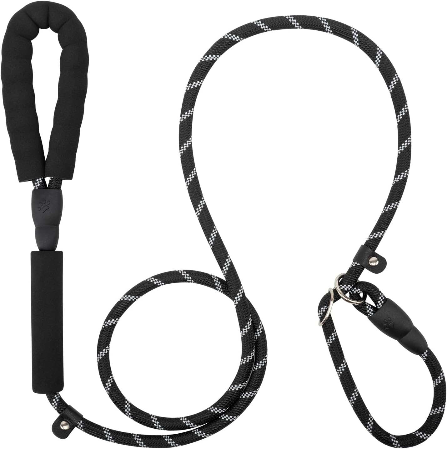 Dog Leash 6 FT with Comfortable Padded Handle, Training Loop Leash with Highly Reflective Threading for Medium Dogs, Black