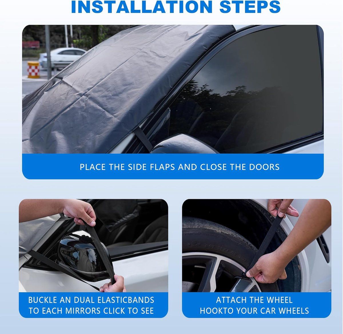 600D Snow Fropcs Windshield Cover 165x108cm windproof Fropcs Protection compatible with Cars SUVs — image 3