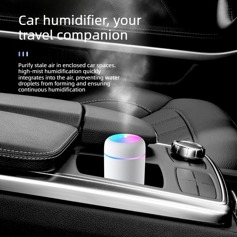 Mini Colorful Cup Humidifier, 300ml Portable USB Cool Mist Humidifier with 7-Color Night Light, for Car, Bedroom, Desk, and Office - White — image 4