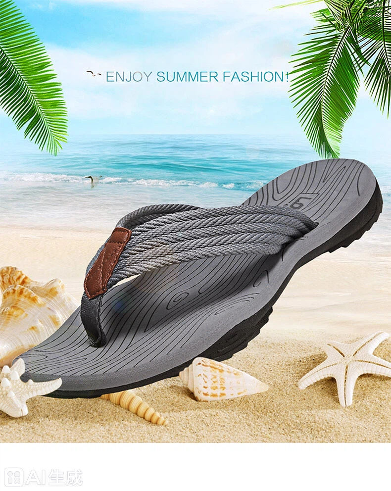 Men's Outdoor Non-Slip Flip Flops, 6 Colors EVA Lightweight Thick-Sole Beach Sandals for Casual & Sports(khaki-45) โ image 2