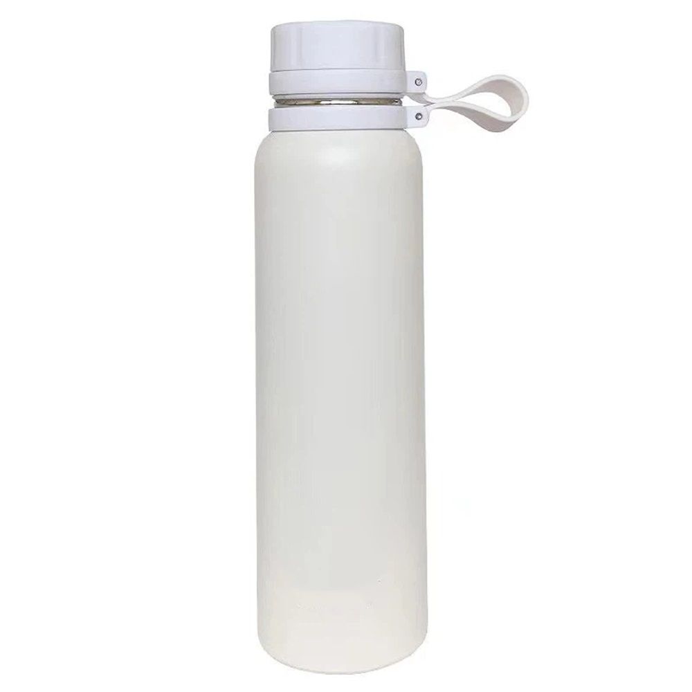 Insulated Water Bottle 30oz Stainless Steel for School and Travel Spout Lid Prevents Leaks, Sweat, and Dust (White)