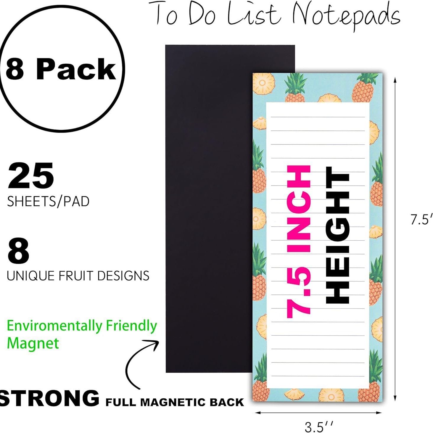 8 Pack Floral Magnetic Notepads for Fridge, Cute Shopping List Planner Memo Pads with 25 Sheets Each, Tear Off Weekly To Do List Notes for Home Kitchen Office โ image 6