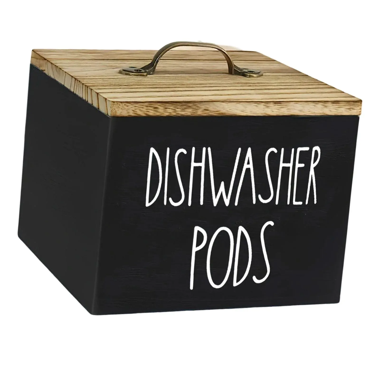 Wooden Storage Container with Lid, Farmhouse Dishwasher Pod Dispenser Box for Laundry Room, Bathroom and Countertop, Black โ image 3
