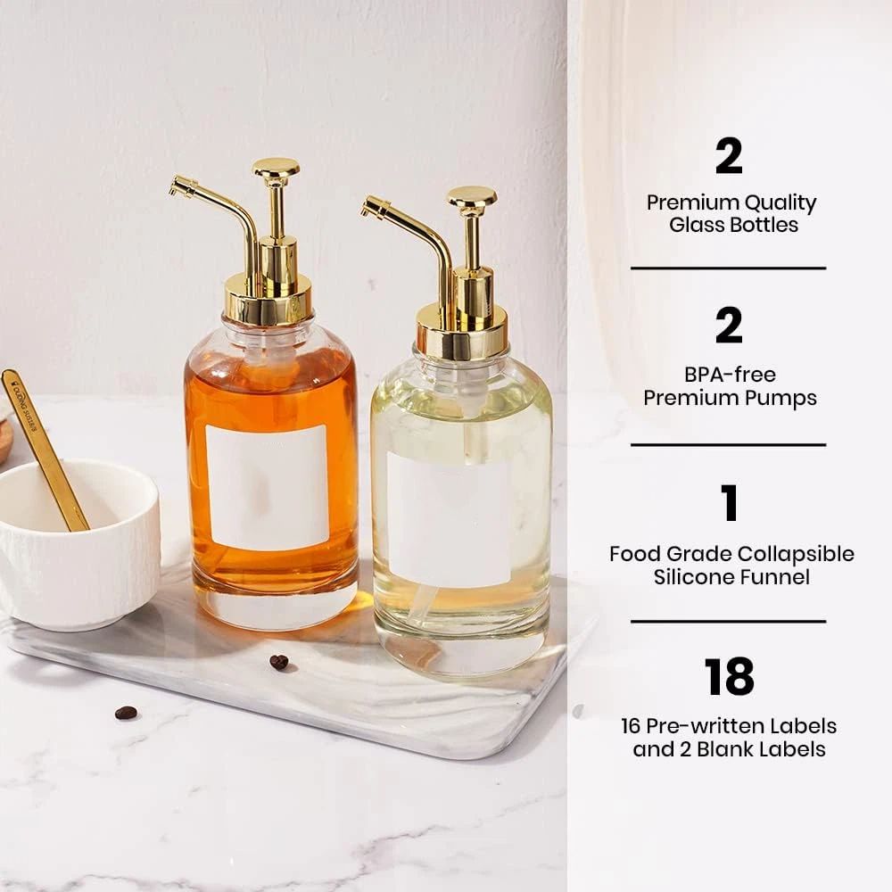 Olive Oil Dispenser for Kitchen, Cooking Oil and Vinegar Dispenser Set, Olive Oil Bottle, Soy sauce dispenser, coffee syrup bottles with stainless steel β image 3