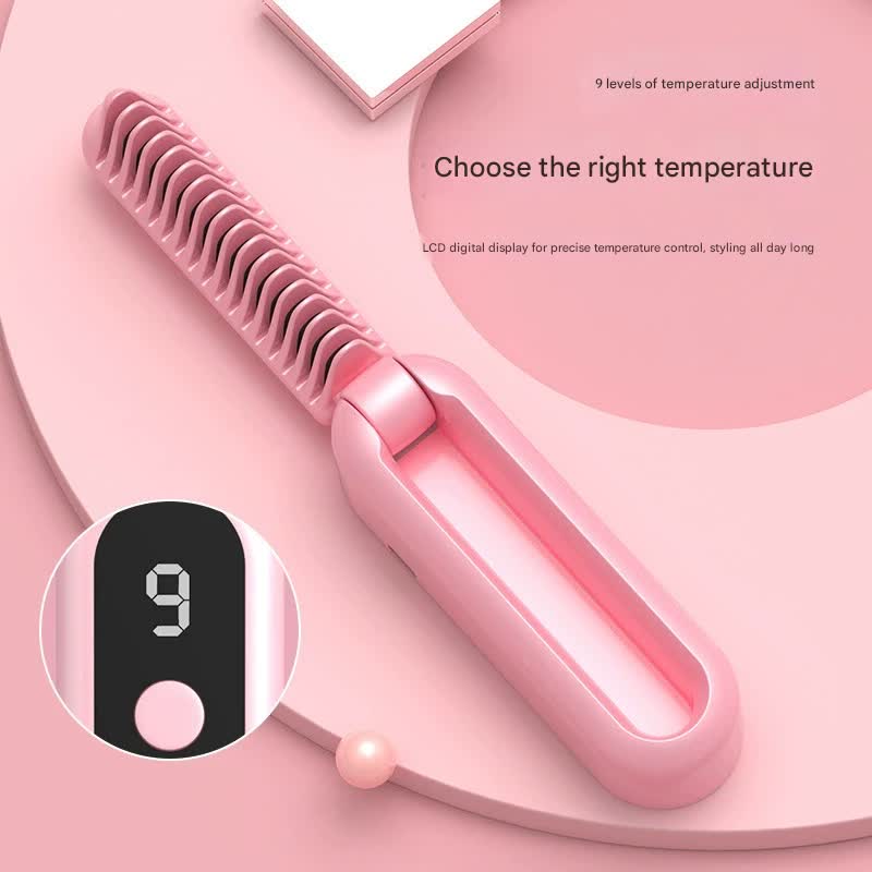 Foldable Wireless Hair Straightener Comb - 9 Temperature Settings, Anti-Scald, USB-C Rechargeable(purple) — image 5