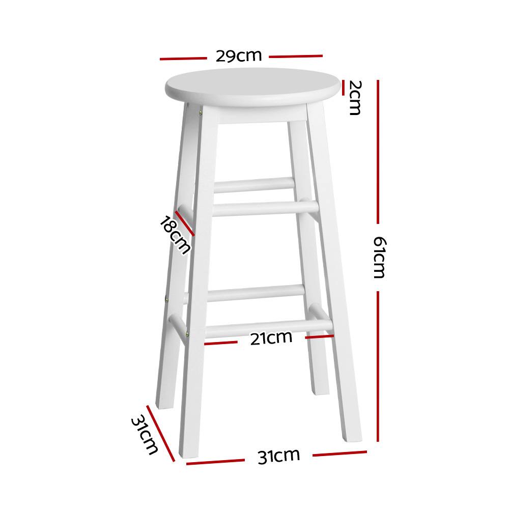 Artiss 2x Bar Stools Round Chairs Wooden White โ image 2