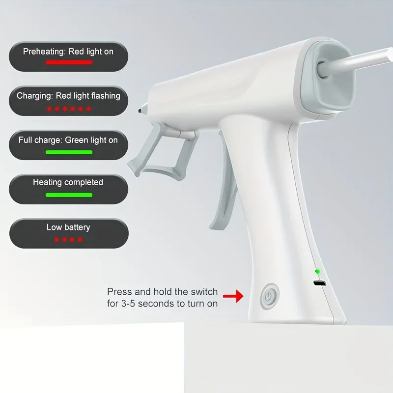 Cordless Rechargeable Hot Glue Gun – 2600mAh Battery, Voice Prompts, 3-Minute Fast Heat, Perfect Tool for Crafts & Repairs. (Pink) — image 6