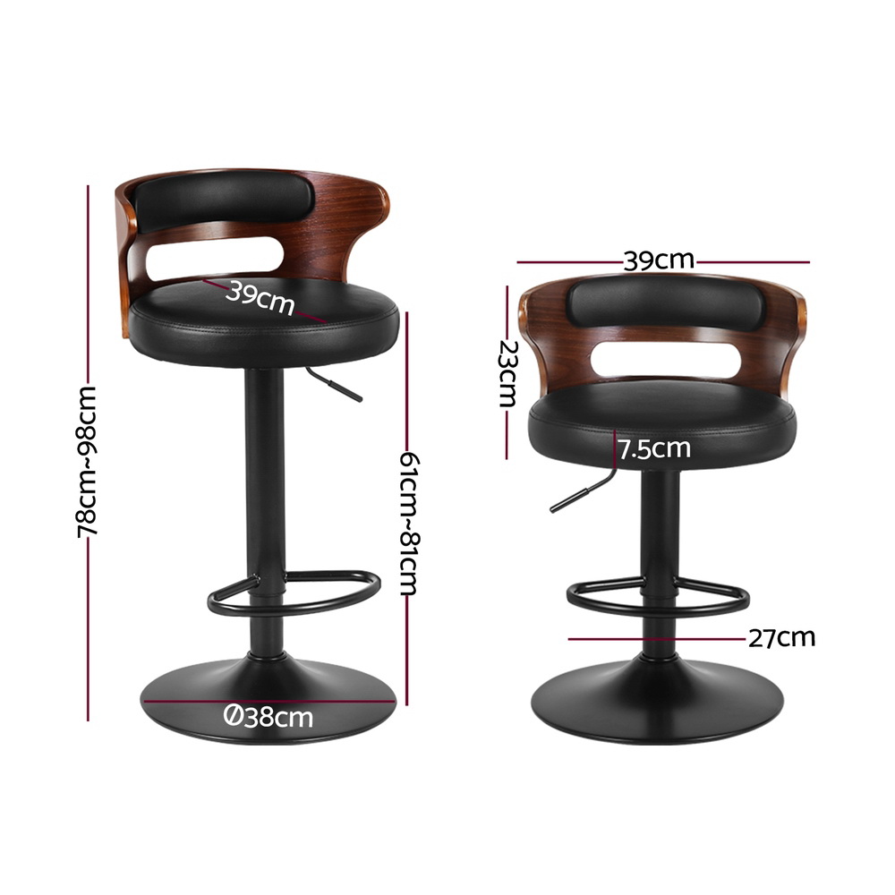 Artiss 4x Bar Stools Gas Lift Faux Leather — image 2