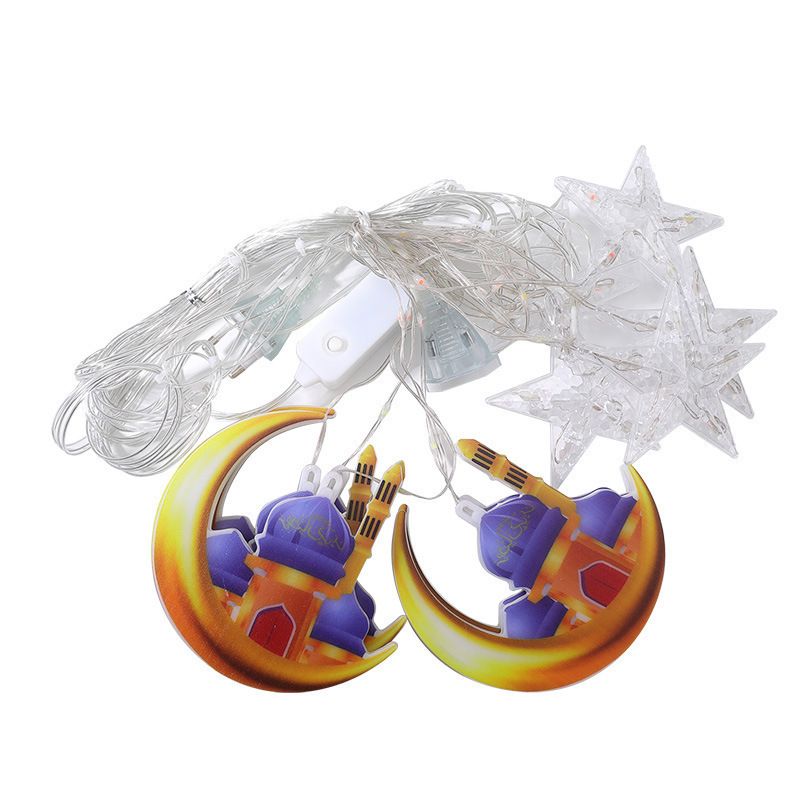 Lights Moon-Star Curtain Lights: 8 Modes Ramadan Decorations Curtain String Lights Fairy String Lights for Kids Bedroom Decor
