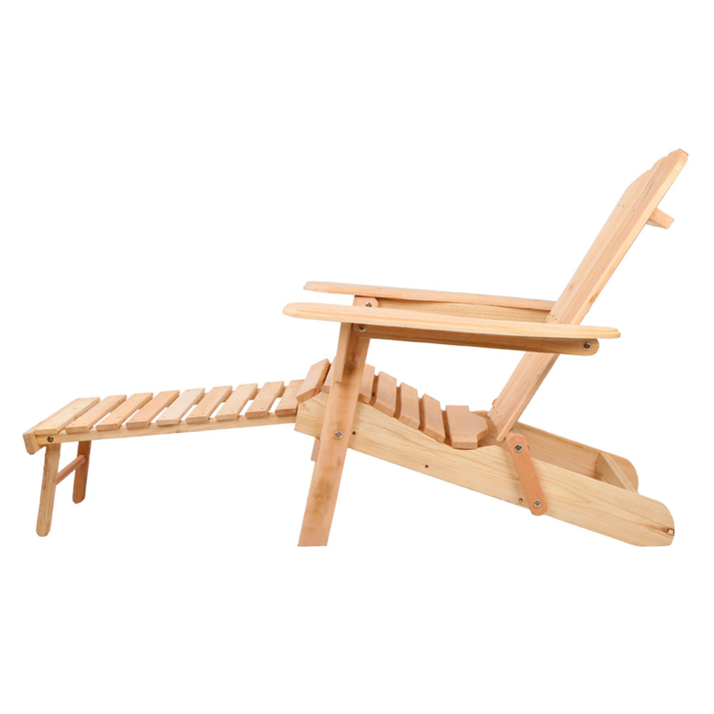Gardeon 3PC Adirondack Outdoor Table and Chairs? Wooden Sun Lounge Beach Patio Natural — image 4