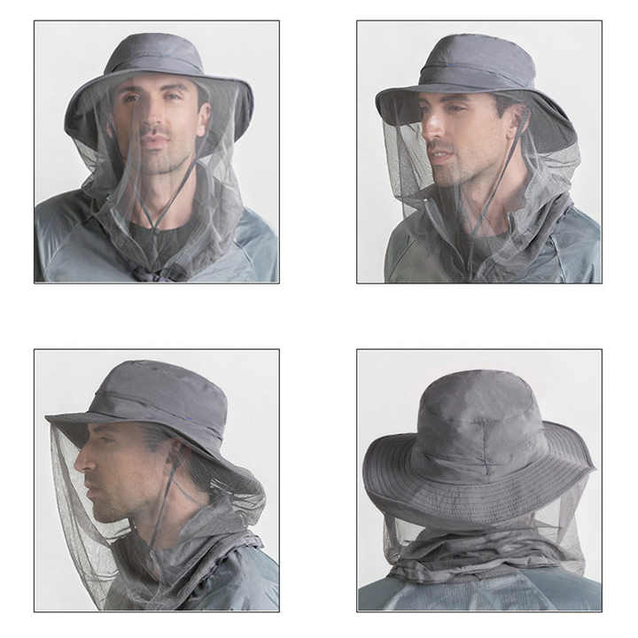 Beige Outdoor Mosquito Net Hat - Sun Protection and Insect Repellent Bucket Hat — image 2