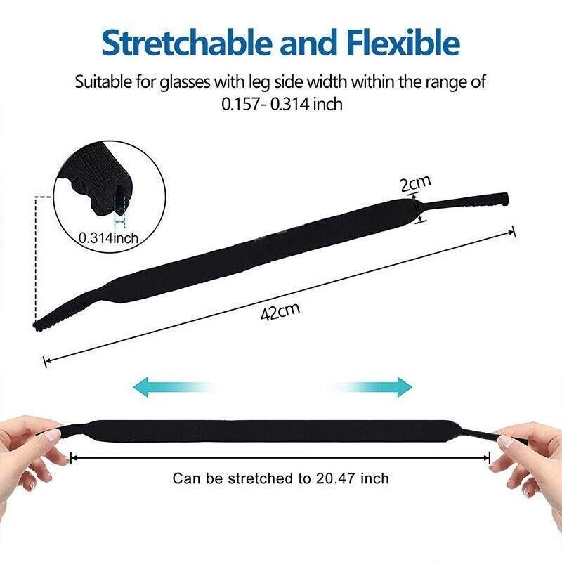 Sunglasses Strap Sports Band Glasses Neck Cord Neoprene Eyewear - Black — image 4