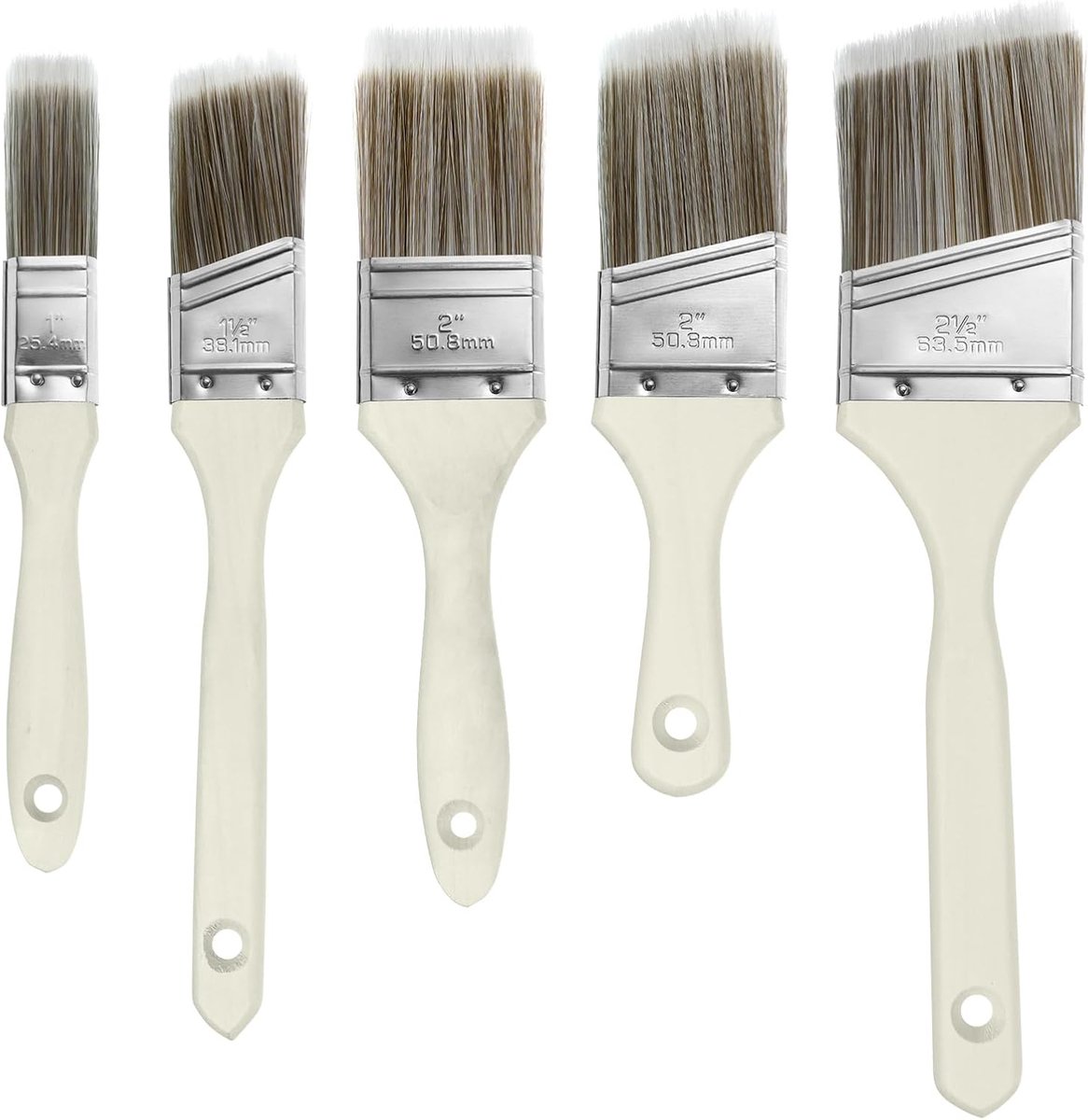 5-Piece Professional Paint brush set - Paint brushes with wooden handle - Wall paint brushes - Brush - Painting / Painting supplies - for paint, glue and DIY — image 2