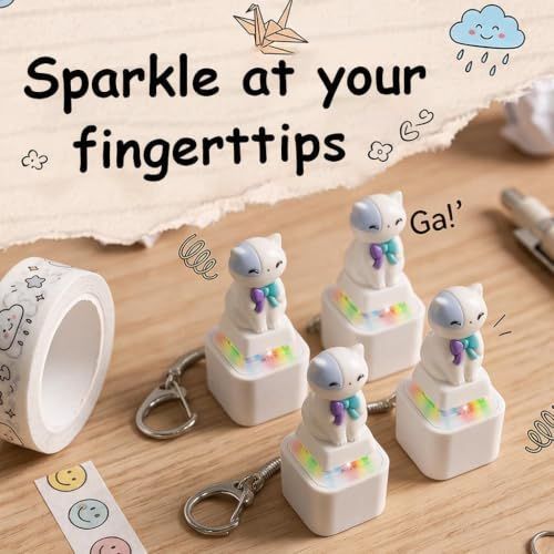 4PCS Cat Keychain Sound Fidget Toys, Rechargeable Anxiety Relief Keychain Buttons with Colorful Lights & Sound Effects, Cute Stress Relief Clicker Toy for — image 6