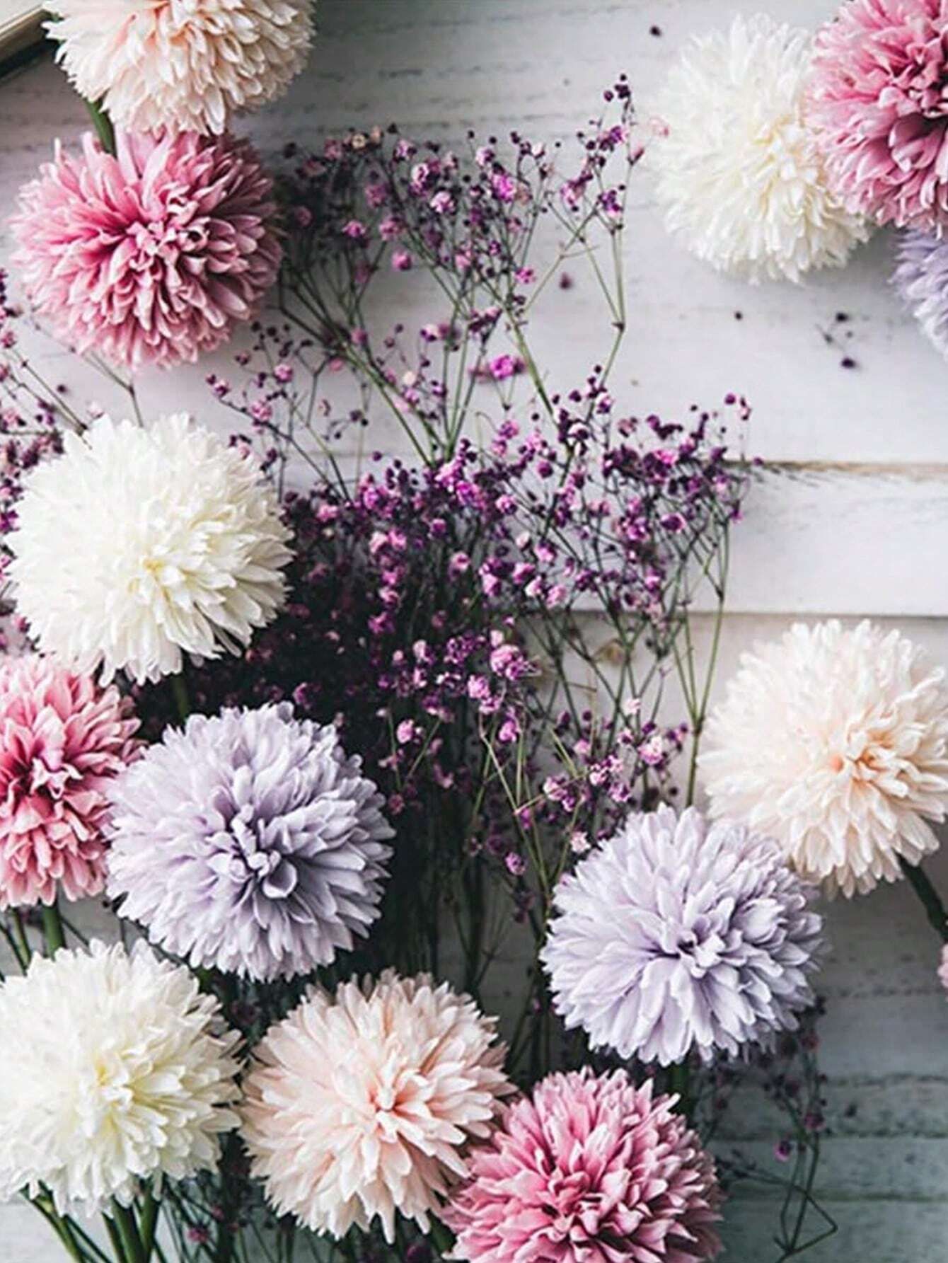 16pcs Artificial Chrysanthemum Ball Flowers Dandelion Hydrangea Arrangement Bouquet For Friends Bridal Wedding Home Office Decor Ideal Valentine s Day Gift — image 4