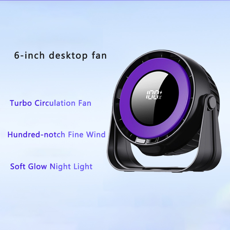 Desk Fan, Small Quiet LED Display Portable Table Fans, 180°Tilt, 100 Speeds, 5 Modes, Rechargeable 4000mAh Battery Operated USB Fan For Office, Bedroom — image 2