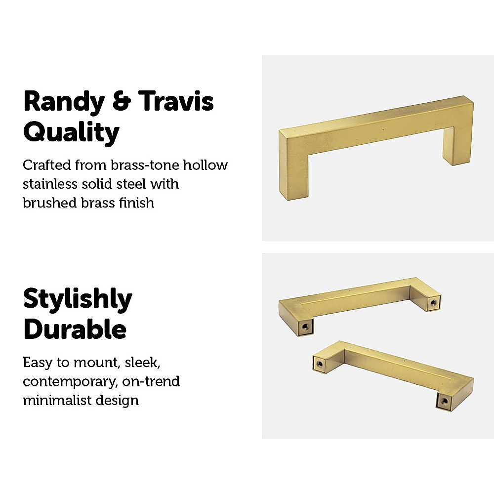 15x Brushed Brass Drawer Pulls Kitchen Cabinet Handles - Gold Finish 96mm — image 5