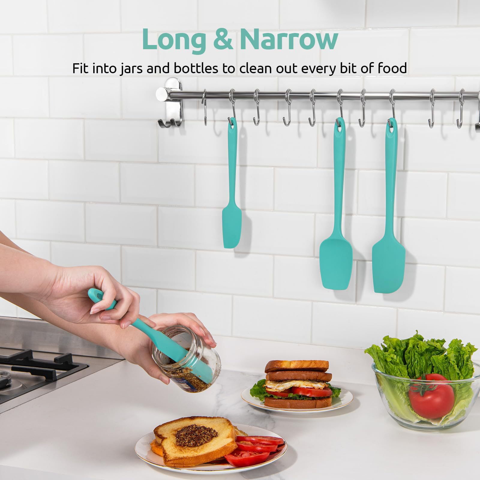 Silicone Spatula Set of 4,Heat-Resistant Up to 450°F for Baking and Cooking,Food-Grade Flexible Design with Ergonomic Handles,Prevents Scratches on — image 4