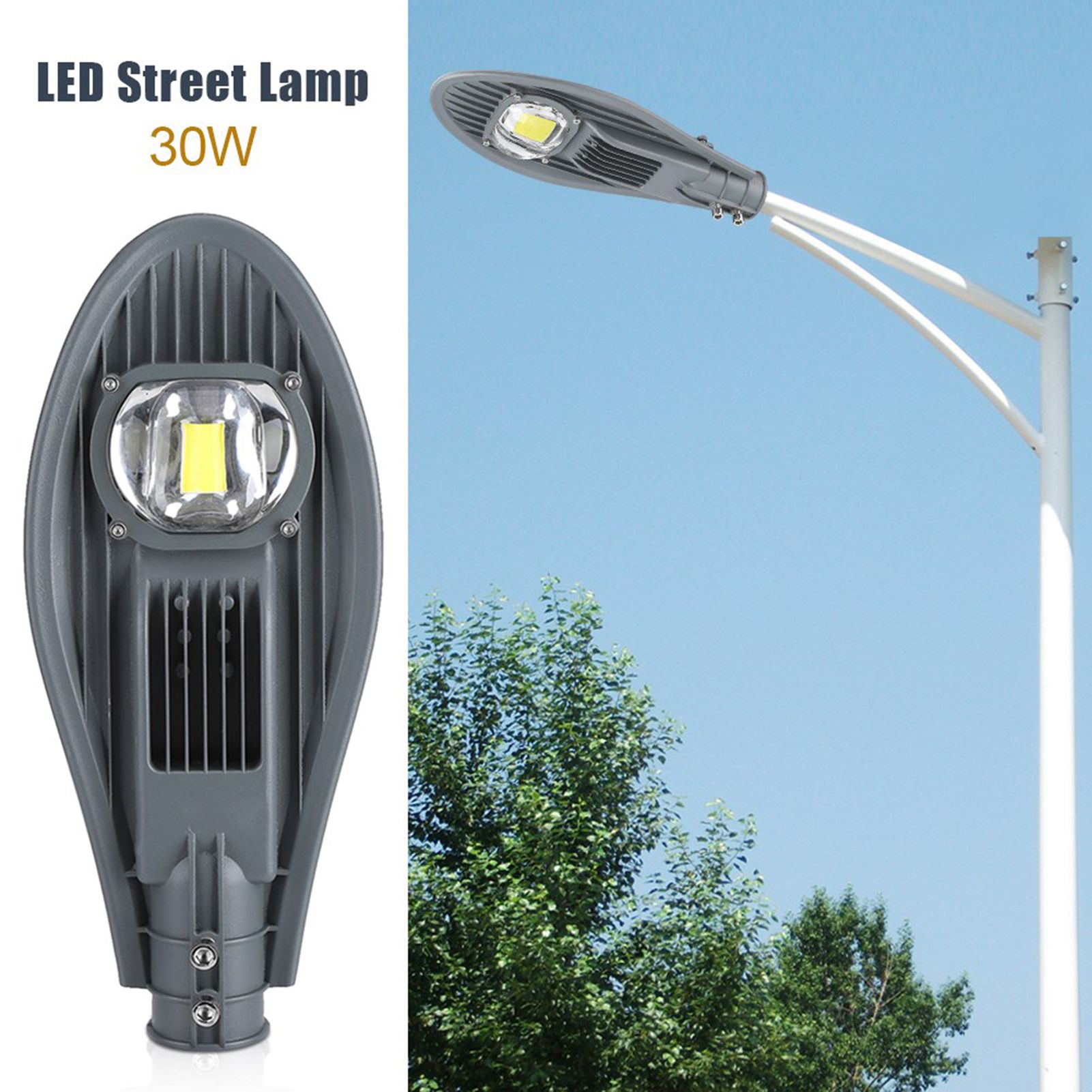 LED Road Street Flood Light Lamp for Outdoor Garden Yard Lamp Lighting 85-265V (30W Cool White) — image 2
