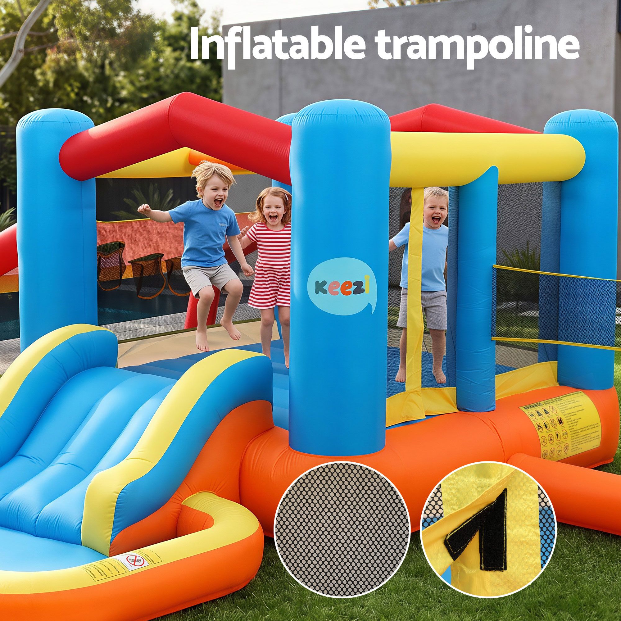 Keezi Inflatable Kids Pool Play Park Jumping Castle Volleyball Net with Blower Balls 4mx4.37m โ image 5