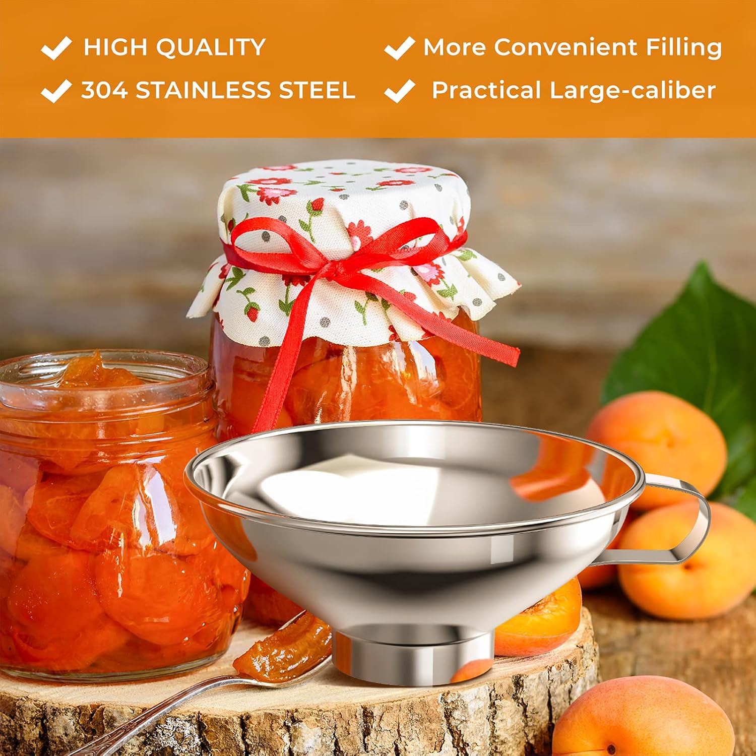 Canning Funnel for Kitchen Use, Wide Mouth Food Grade Stainless Steel Funnel for Wide and Regular Mouth Mason Jar, Deal for Filling Bottle, Liquid and Solid — image 4