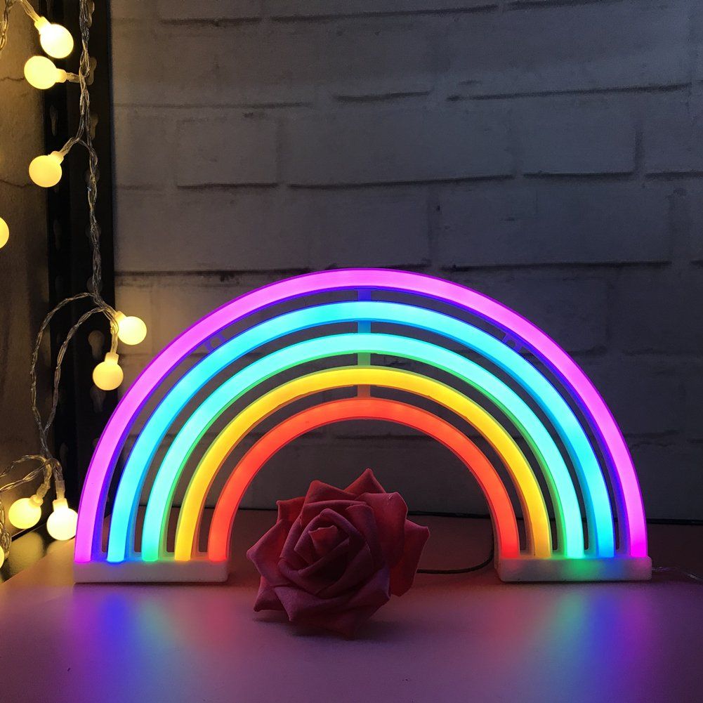 Neon Rainbow Sign, Battery or USB Powered Light for Wall Decor, Colorful Hanging Decoration for Kids’ Bedroom, Cute LED Lamp — image 2
