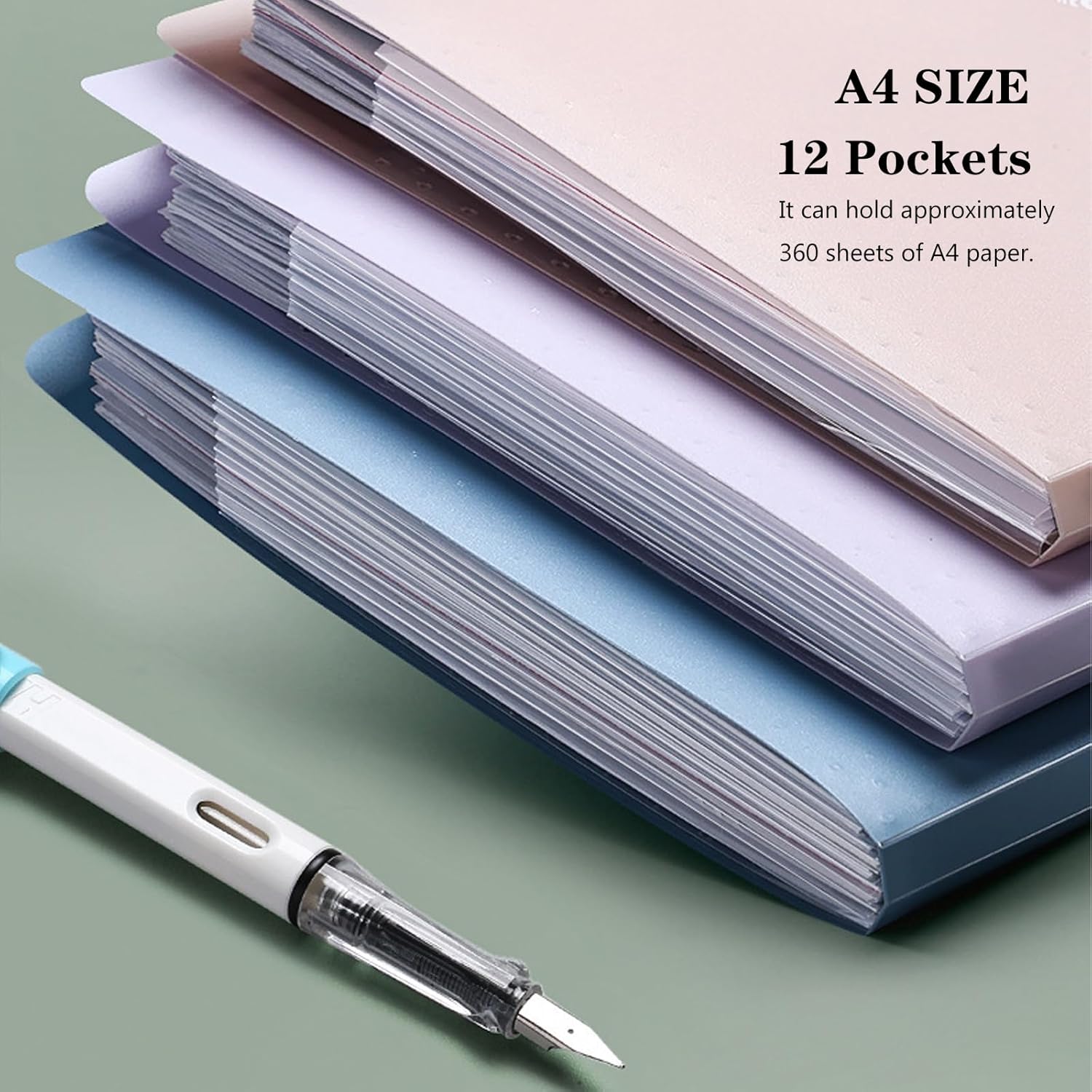 A4 Expandable folder - 3 poly pockets folder - 12 compartment folders large capacity accordion folders - expandable folders for office - business trips - home — image 2
