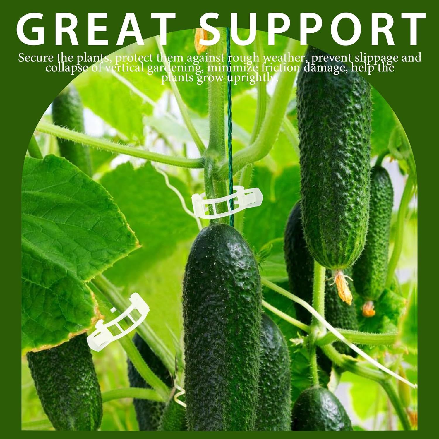 300 PCS Plant Support Clips, Plastic Garden Plant Ties, Tomato Clips Trellis or Tomato Cucumber lower Squash Vine, 1” Inner Diameter or Climbing Plants — image 3