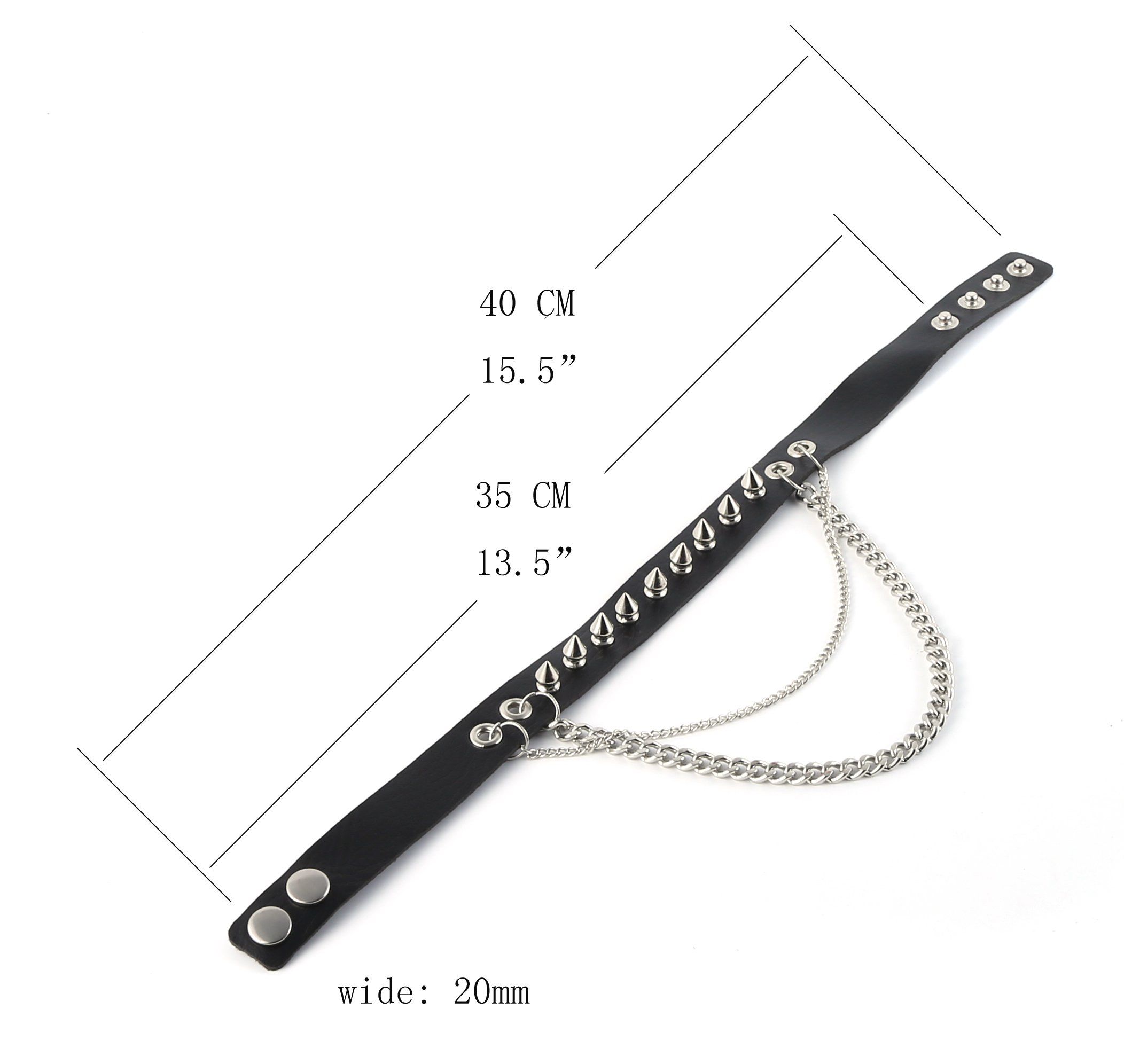 Fashion Women Men Cool Punk Goth Metal Spike Studded Link Leather Collar Choker Necklace for your friends and family — image 3