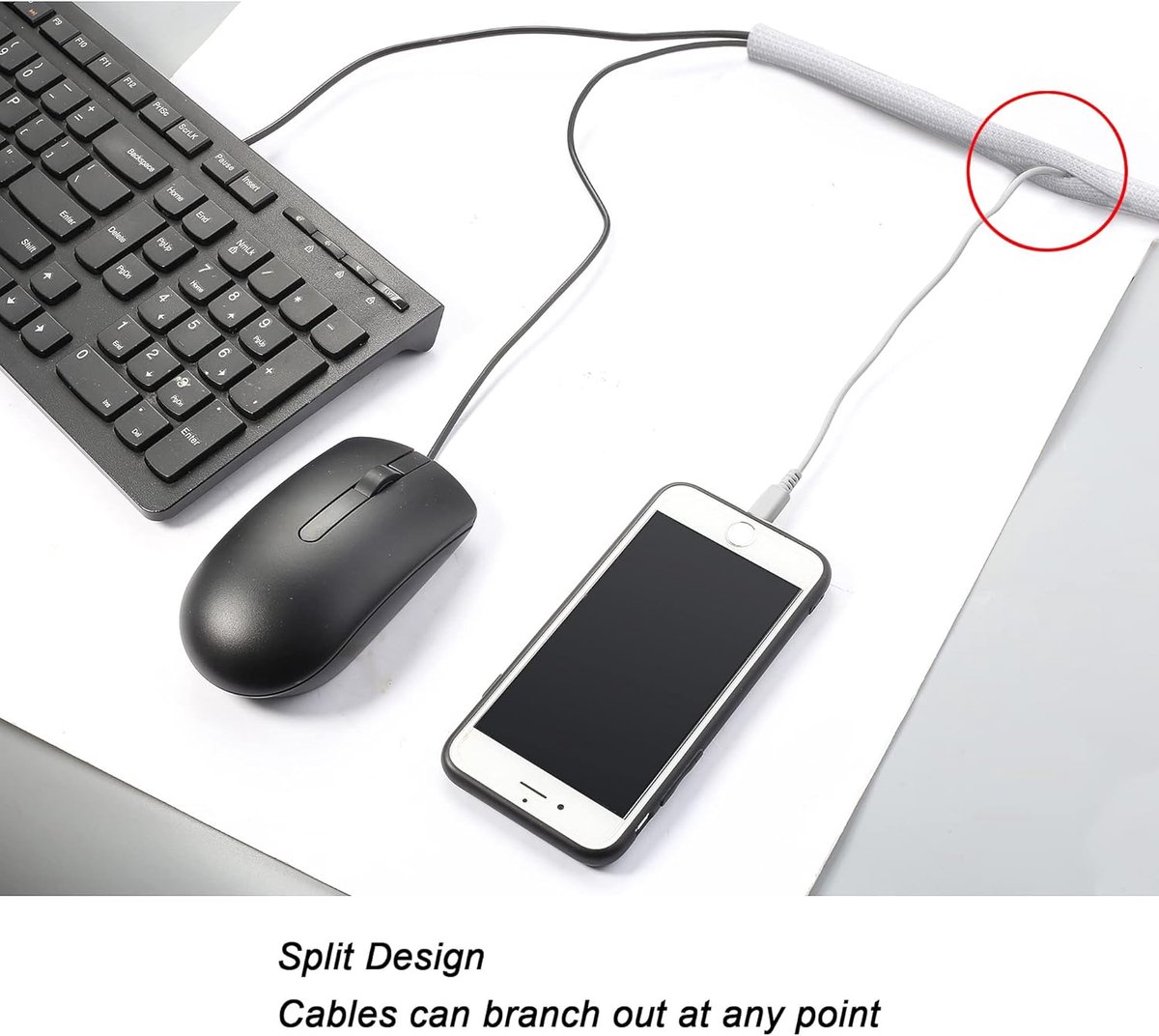 Cable Sleeve - 2m - Diameter 19MM - Cable Management - Braided Cable Sheathing - Cable Protector - Stretchable - Cuttable - PET - White - For TV / Computer / — image 6