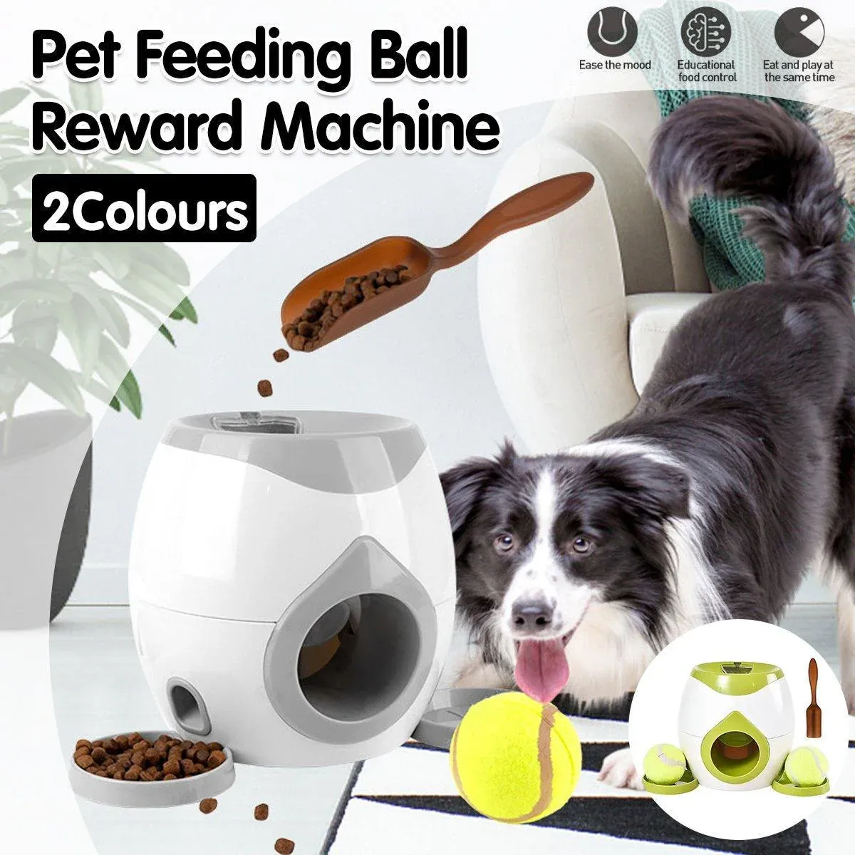 Interactive Dog Toy Tennis Feeder Machine for Training and Treat Rewards - Green — image 2