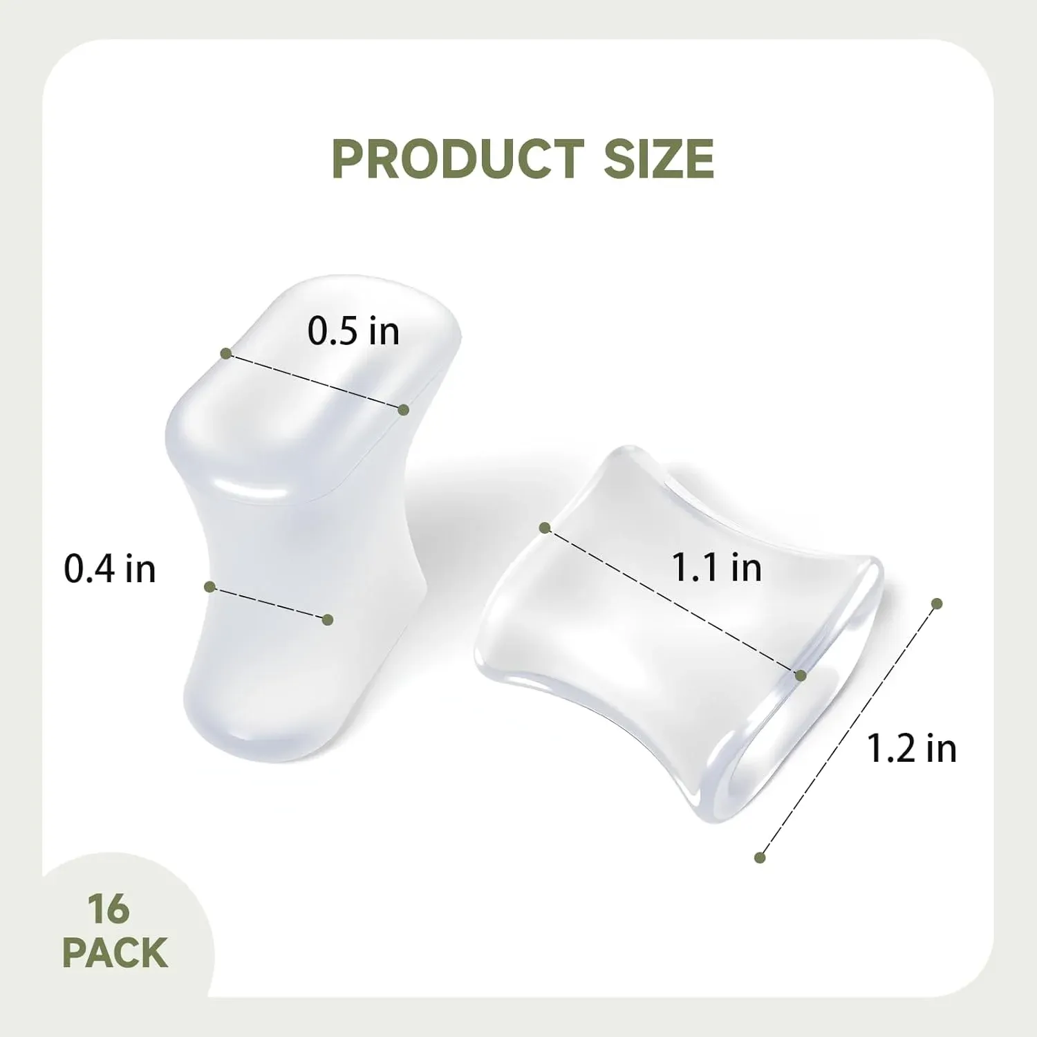 16 Pack Gel Toe Separators Soft Silicone Toe Spacers for Women Men Daily Foot Care Transparent, Daily Comfort Use โ image 2