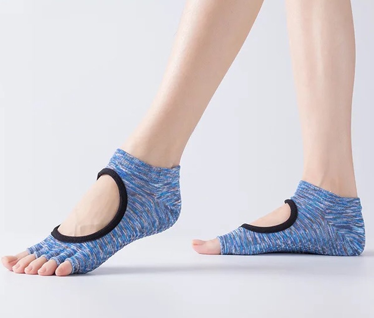 Yoga Socks Full Open Toe | Full Toe Yoga Sock | With Anti-Slip Bottom | Anti-Slip Socks | Pilates Socks | Size 36-40 | Blue Pattern — image 3