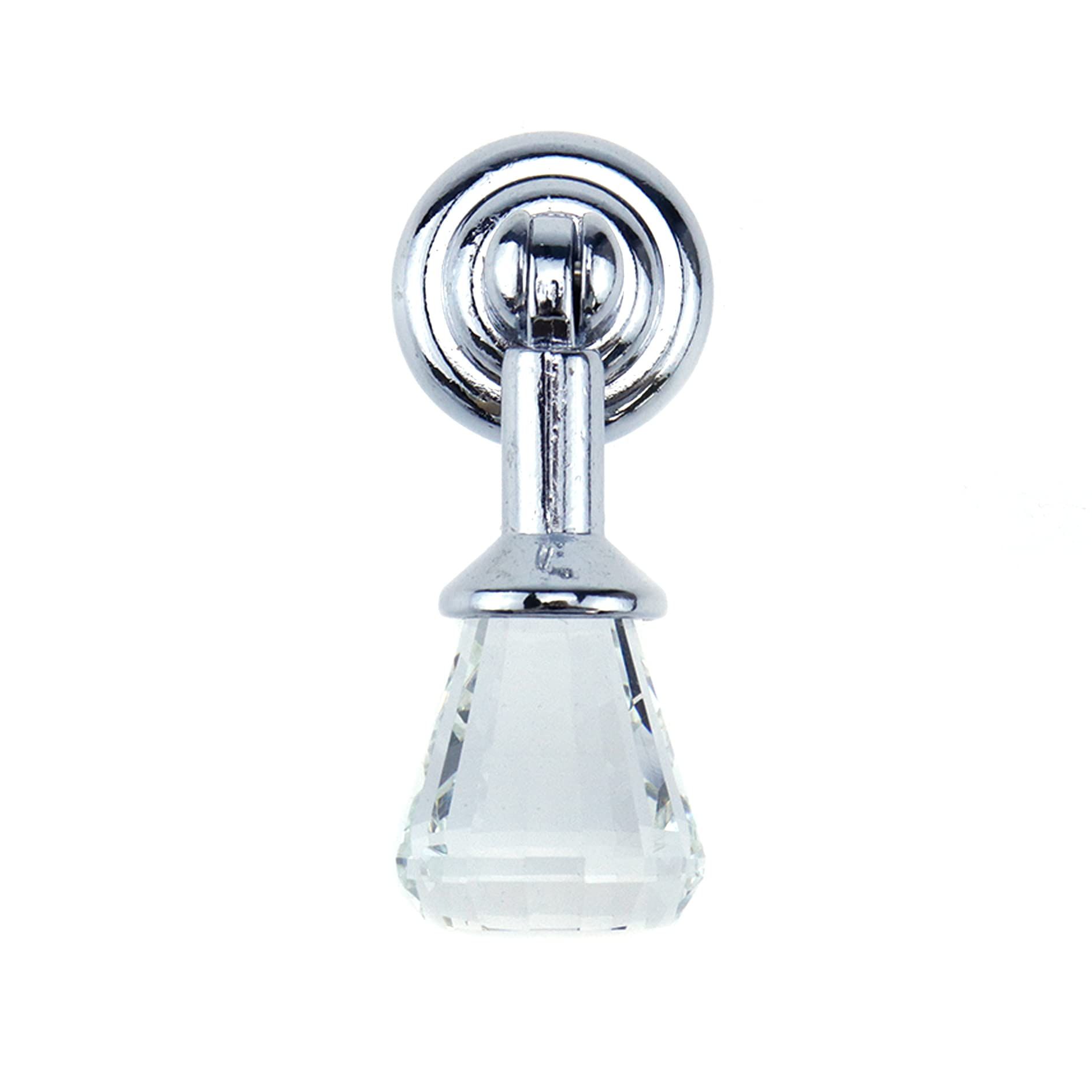 2PCS 55.5mm/2.19Inch Crystal Pendant Drawer Knob Single Hole Cabinet Handle Silver Closet Pull, with Screws — image 2