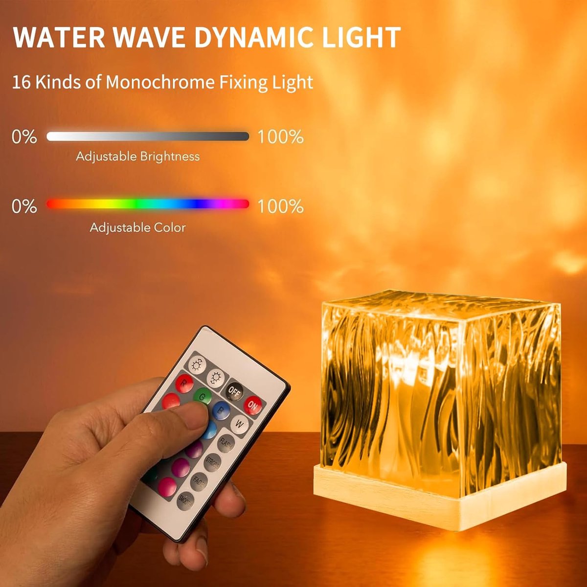 Table lamp - Night light - Northern Lights projector - Northern Lights lamp - Crystal table lamp - LED crystal table lamp - Wave table lamp - Color changing — image 4