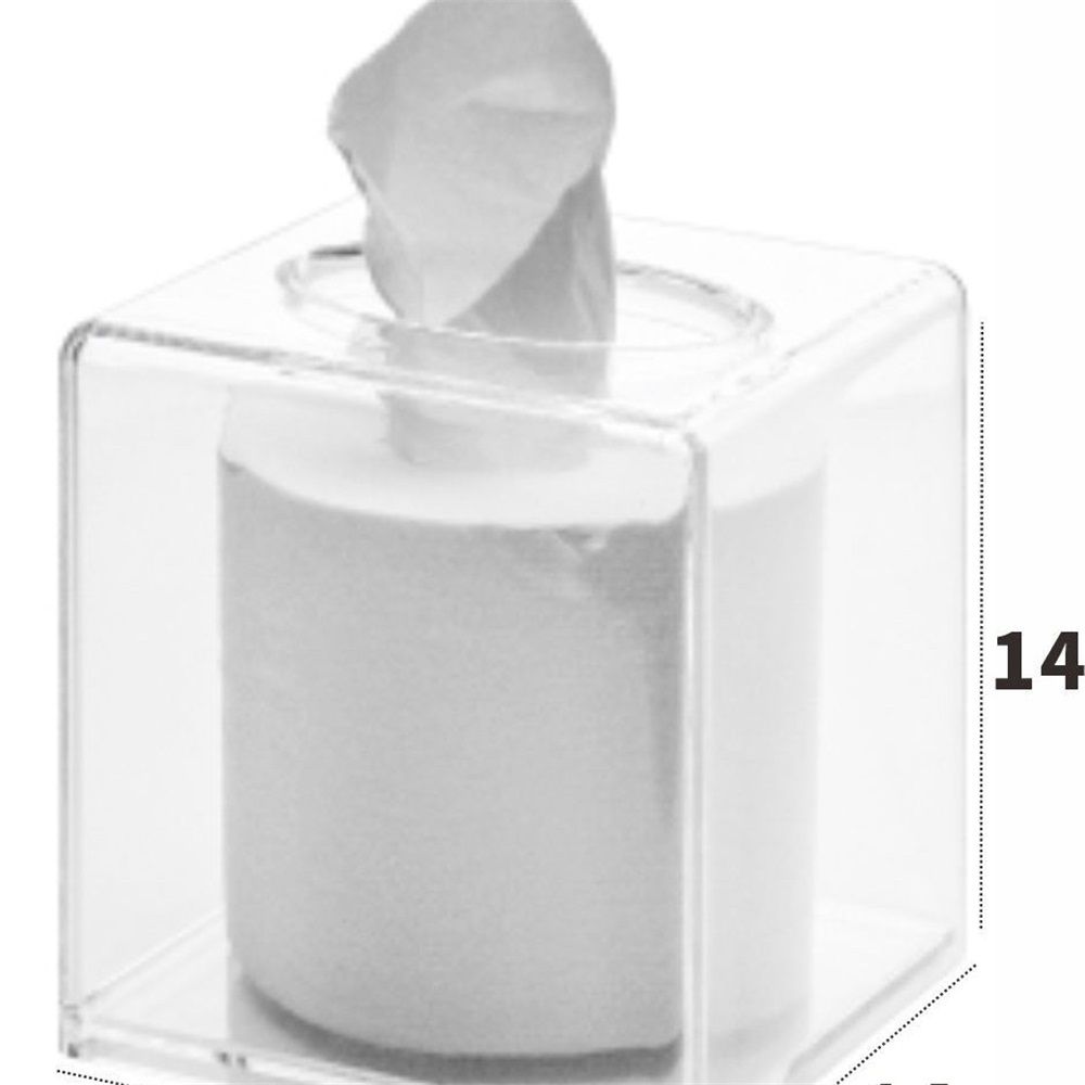 Tissue Box Holder & Cover Multi-Use Dryer Sheet & Mask Case Organizer for Bathroom, Car, Office, Table - Clear Square（14X14X14cm） — image 5