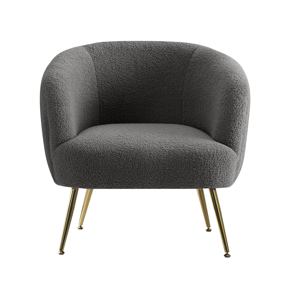 Artiss Armchair Lounge Chair Accent Chairs Arm Armchairs Sherpa Boucle Charcoal — image 3