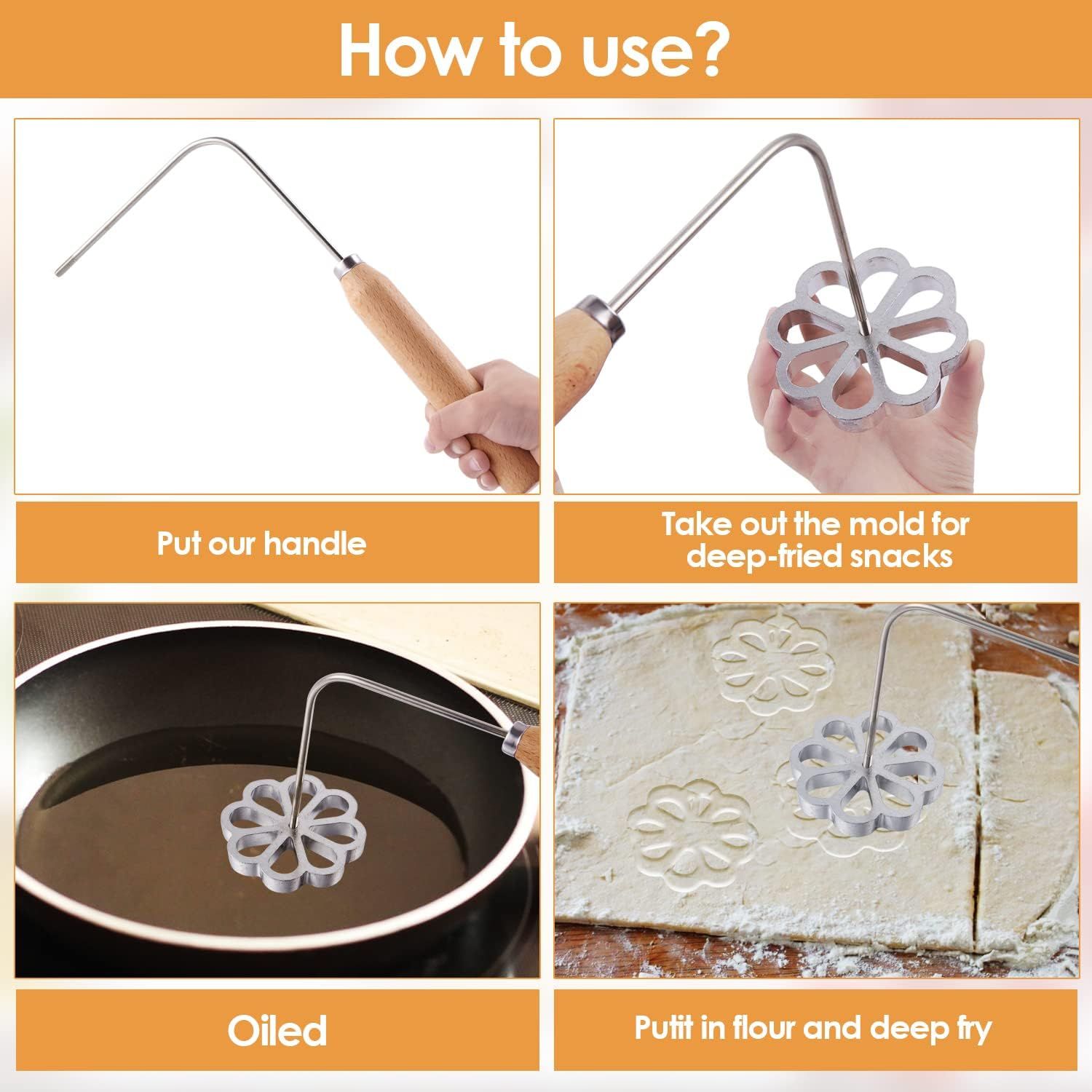 4 Piece Cast Aluminum Rosette Shaper Set with Wooden Handle โ image 5