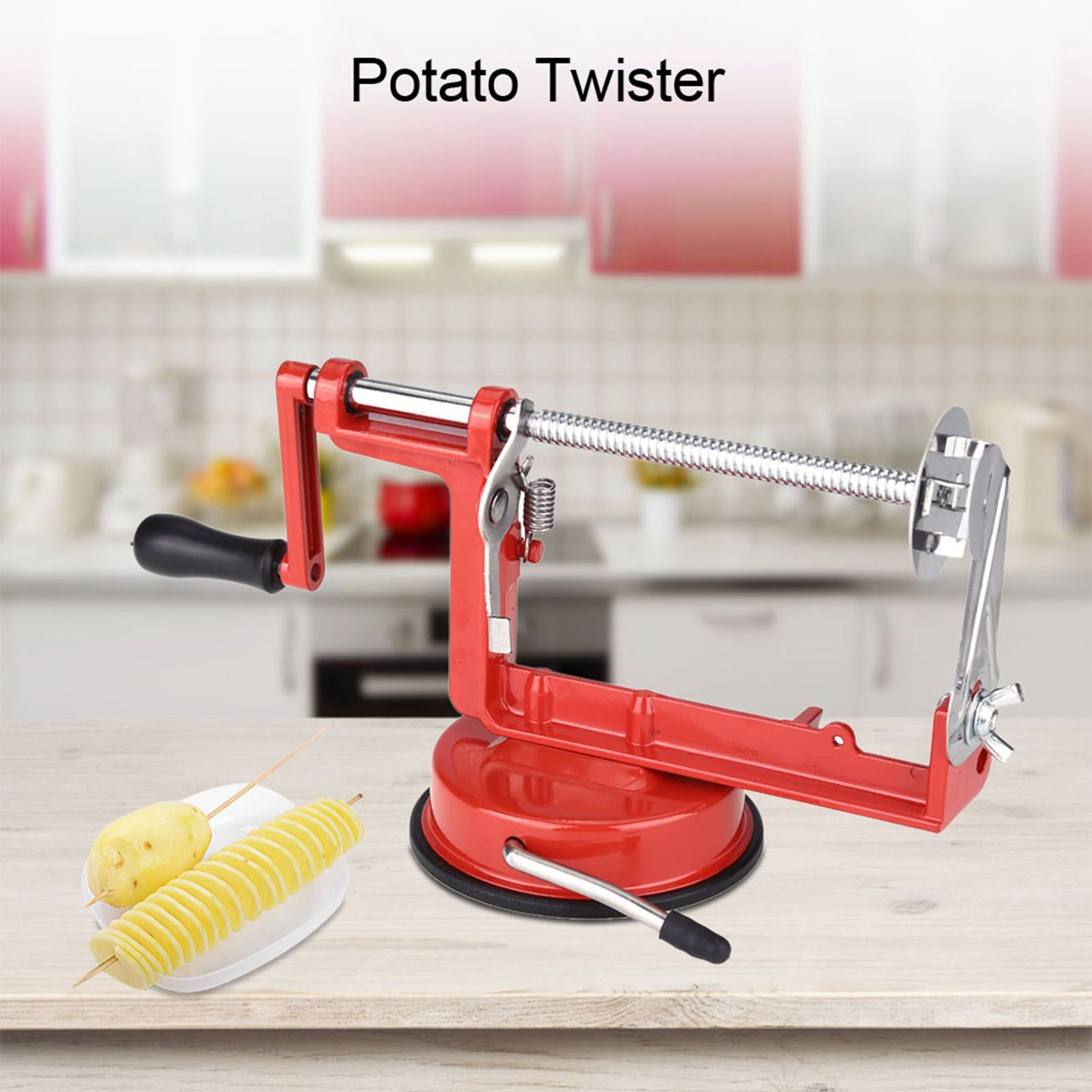 Stainless Steel Hand Crank Manual Spiral Potato Chips Twister Cutter Suction Base Kitchen Tool β image 2