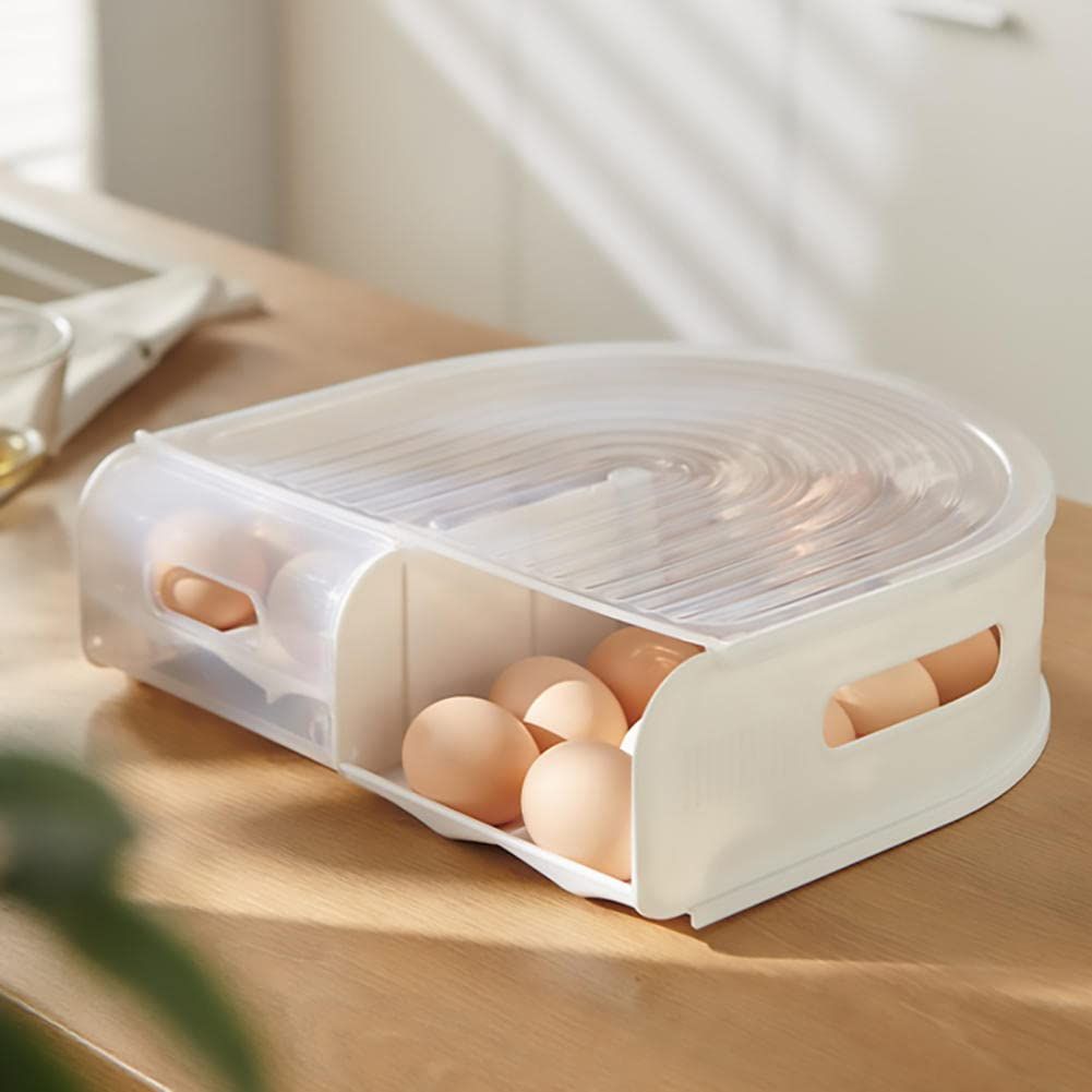 Stackable, Clear Plastic Egg Container with Lid - Rolling Refrigerator Organizer Bins for Eggs Kitchens And Picnics — image 3