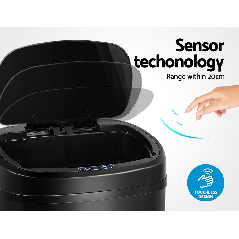 Devanti 58L Motion Sensor Bin Rubbish Automatic Black โ image 3