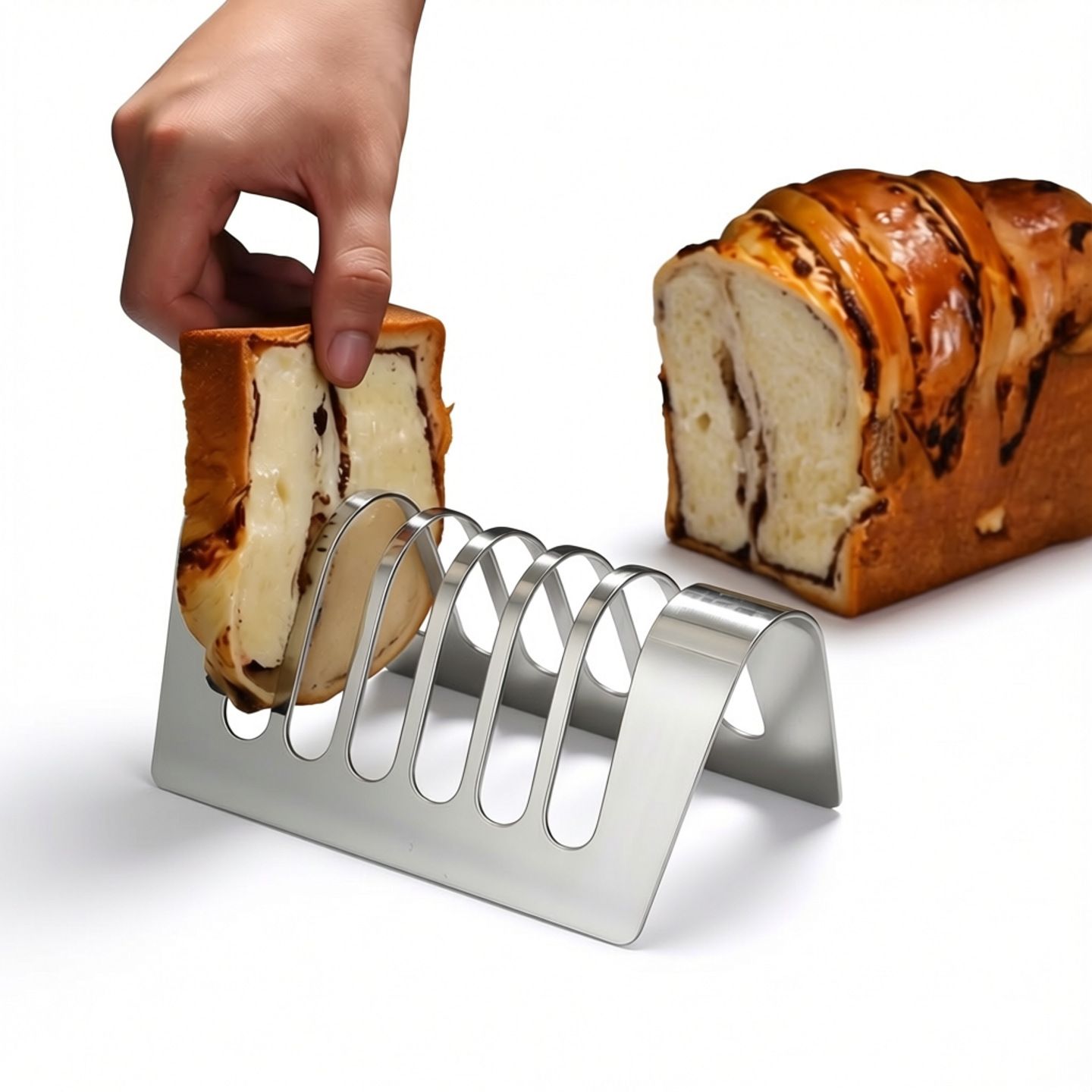 Toast Rack Bread Holder 6 Slice Slots Stainless Steel, dry placement rack, toast slices display rack, drain rack, tableware — image 3