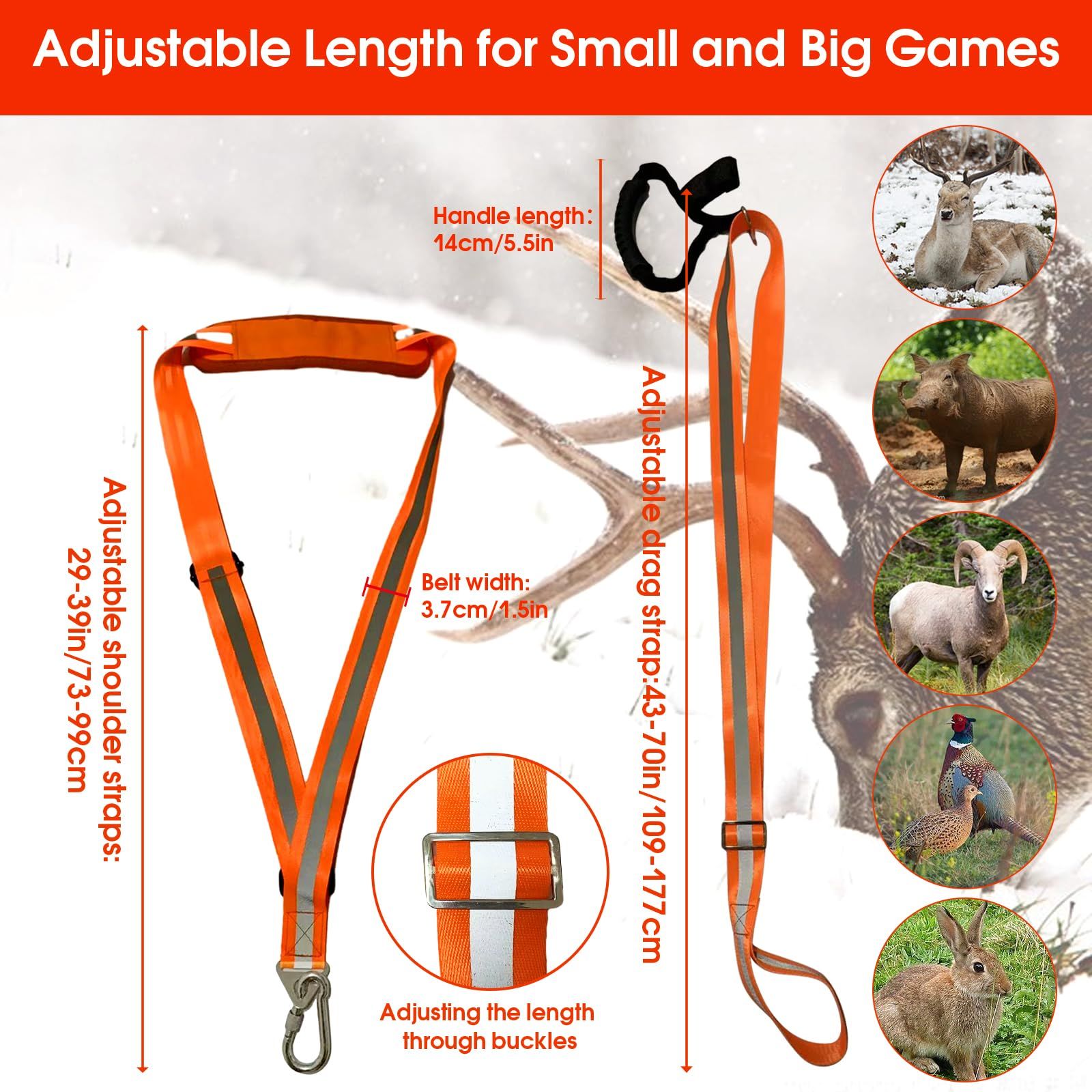 Deer Drag Strap and Harness Heavy Duty Safety Deer Dragging Rope Hunting Accessories for Hunters โ image 2