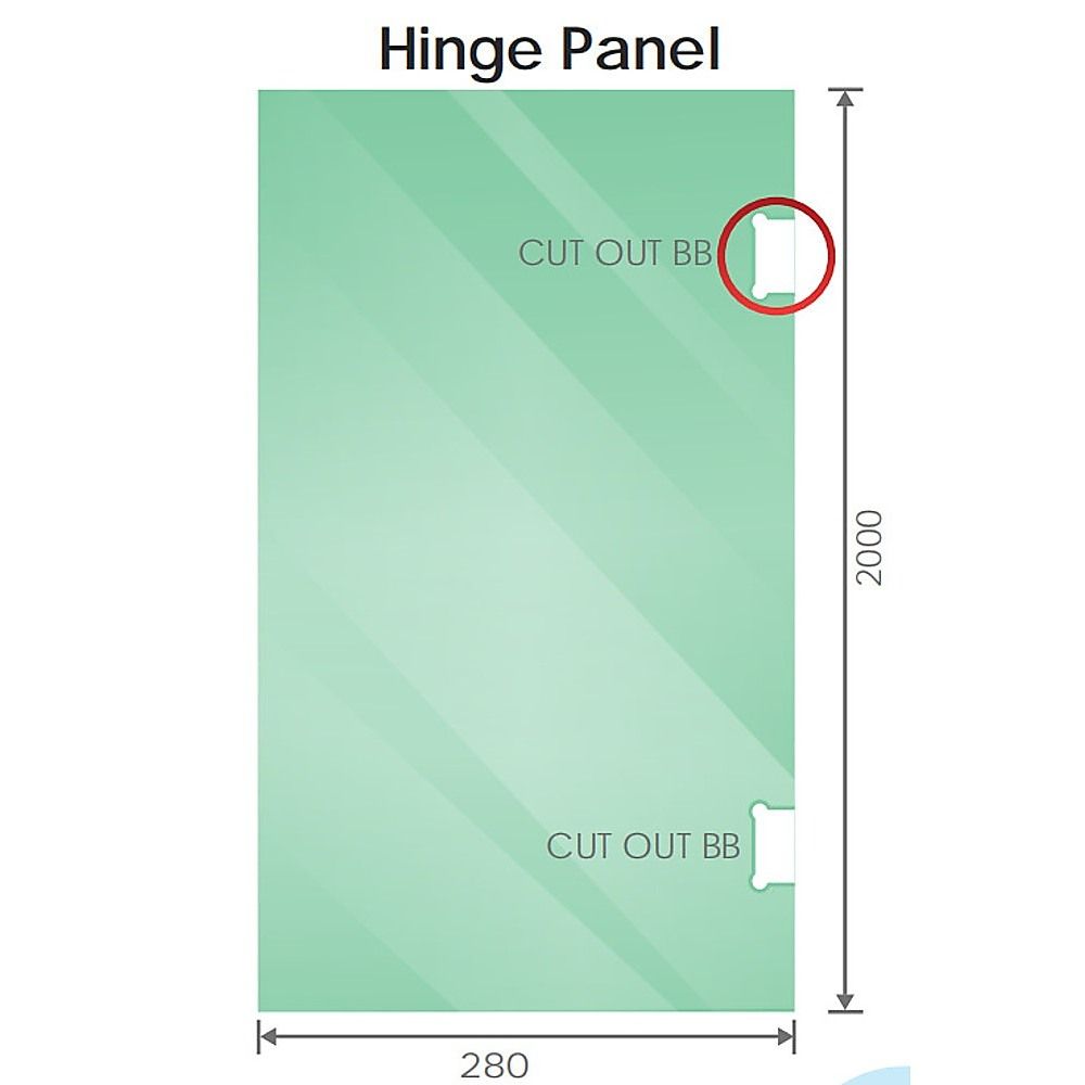 90x70cm Corner Frameless Shower Screen with Gunmetal F-Brackets and SS Hinges, Square Double Pull Handle โ image 3