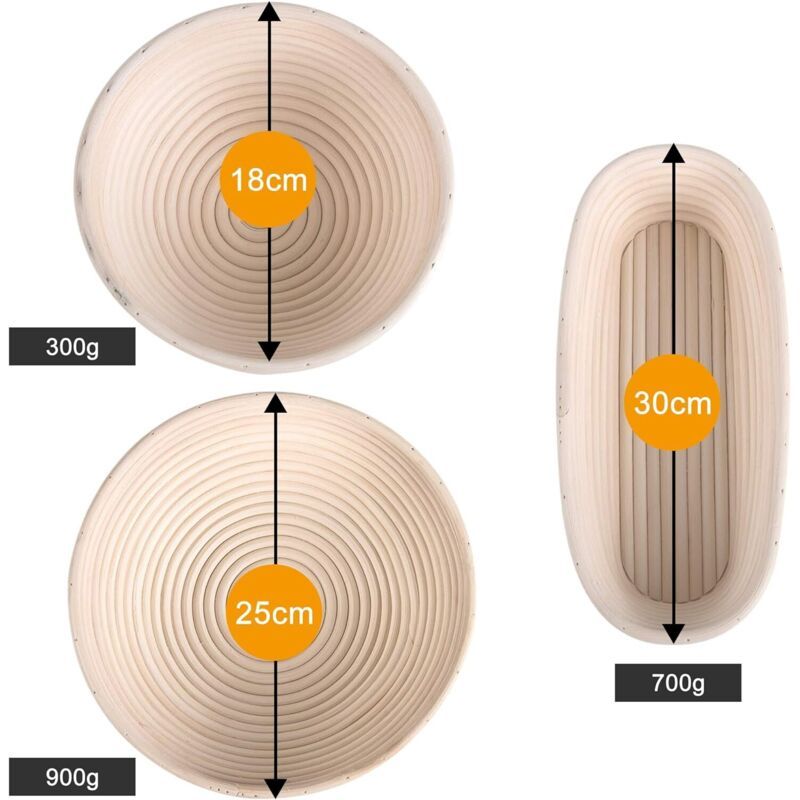 Oval Banneton Bread Proofing Basket with Wool Lining, 30 × 14 × 7 cm — image 3
