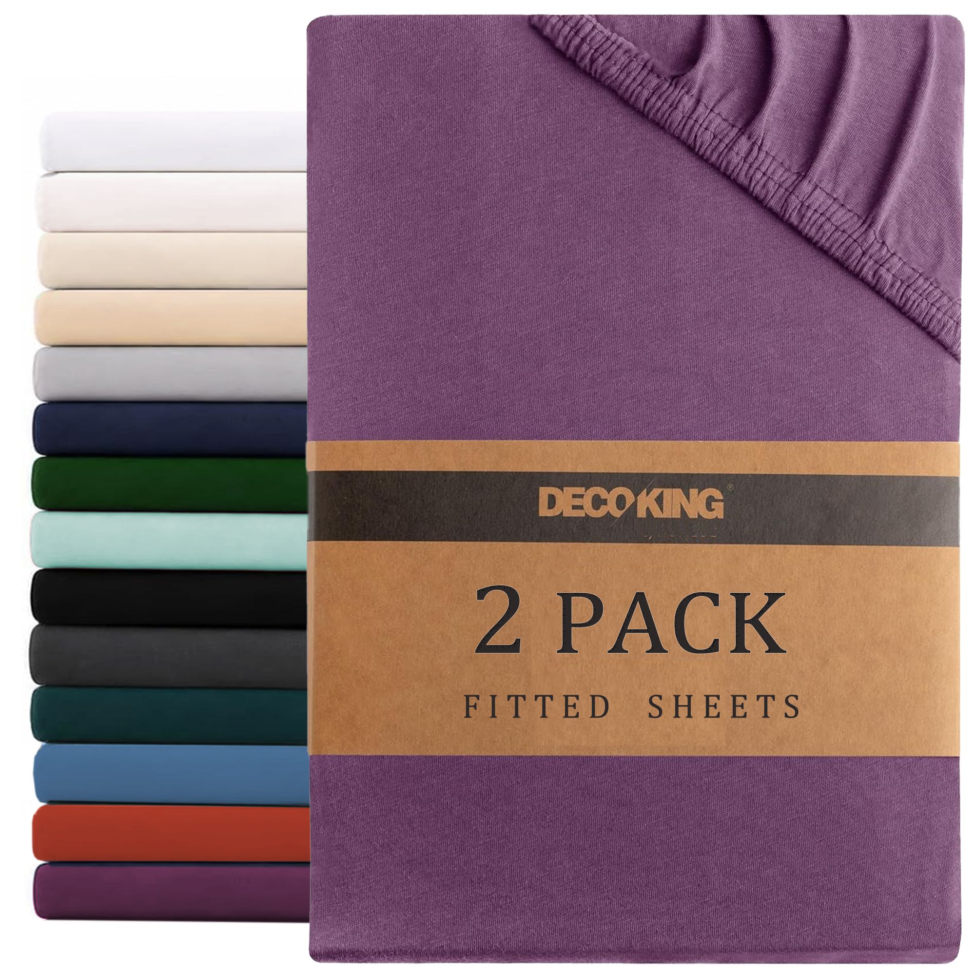 Hotel Quality Fitted sheets - 2 Piece Fitted sheets -Breathable Bedding - Wrinkle, Fade, Stain Resistant- 26inch/40cm Deep Pocket Fitted Bed Sheet-Wrinkle and